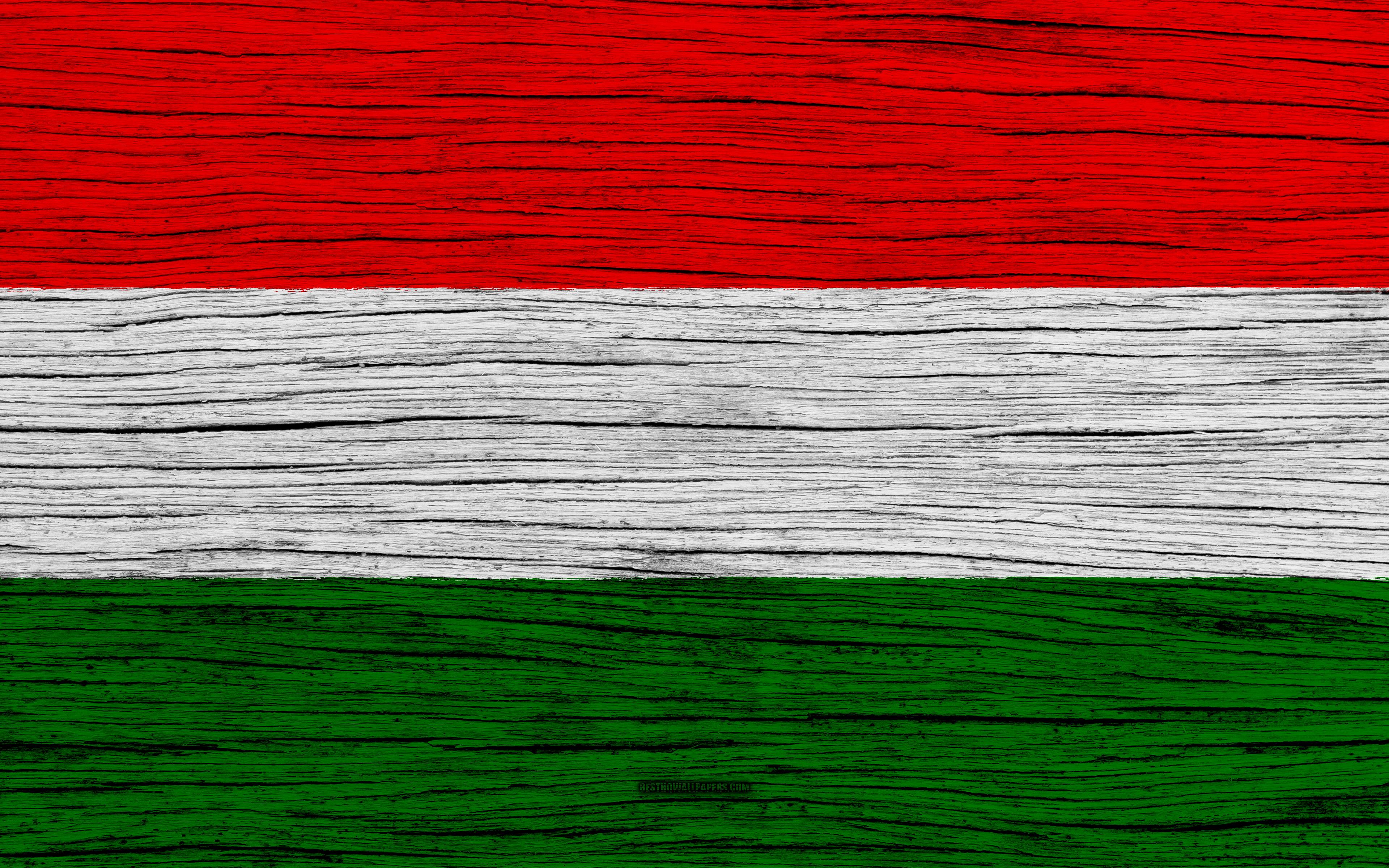 Download wallpaper Flag of Hungary, 4k, Europe, wooden texture