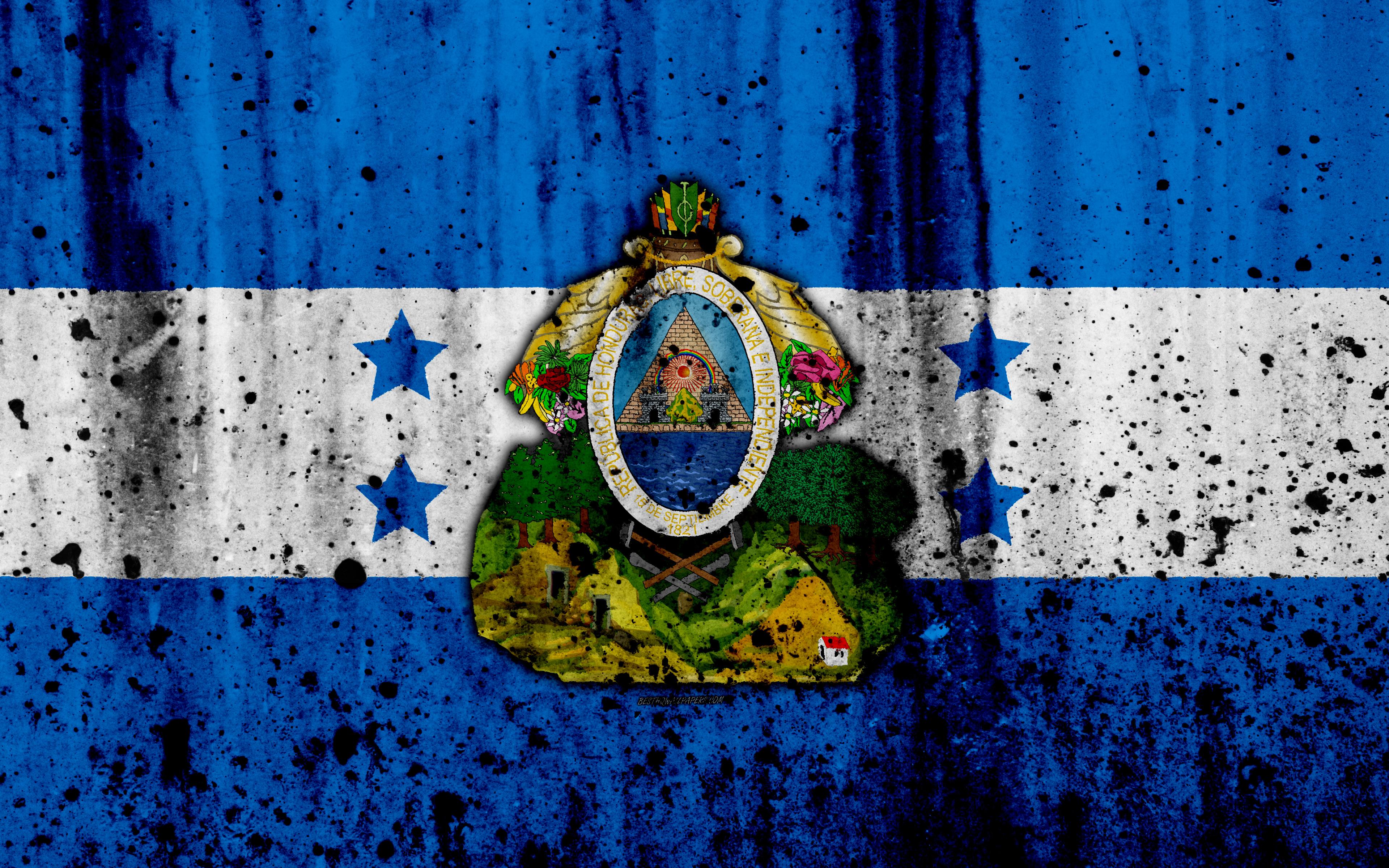 Download wallpaper Honduran flag, 4k, grunge, flag of Honduras
