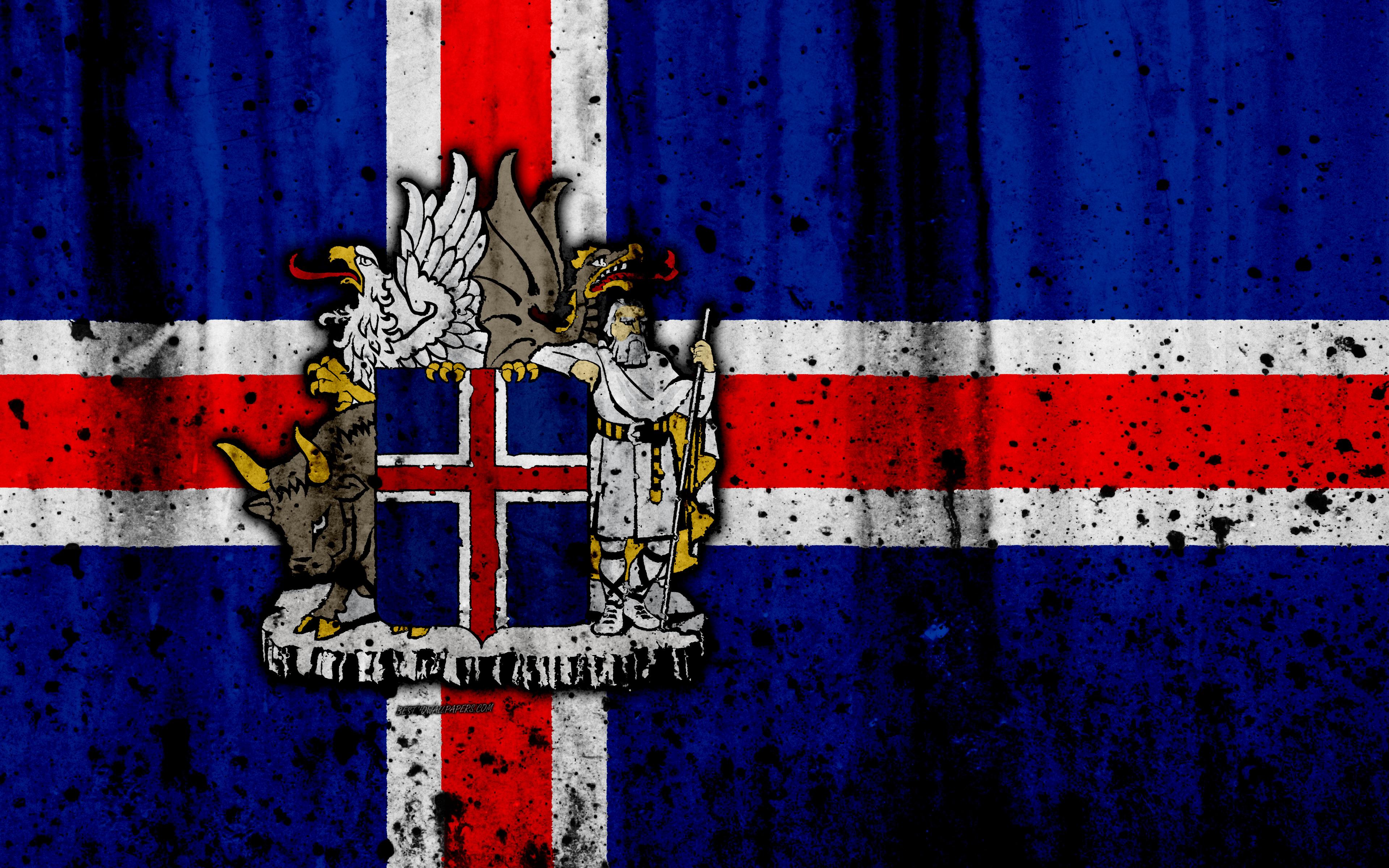 Download wallpaper Icelandic flag, 4k, grunge, flag of Iceland