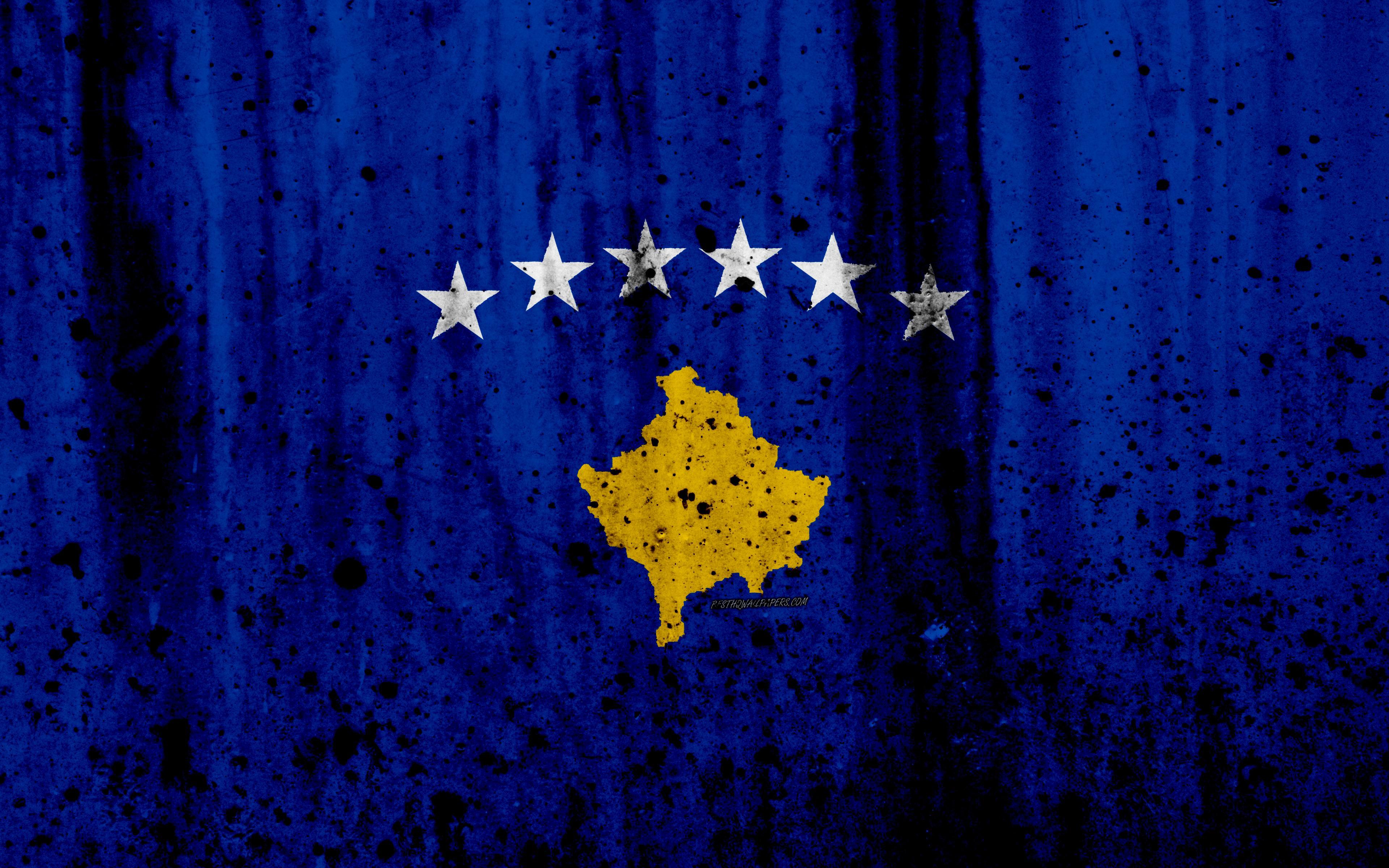 Download wallpaper Kosovo flag, 4k, grunge, flag of Kosovo, Europe