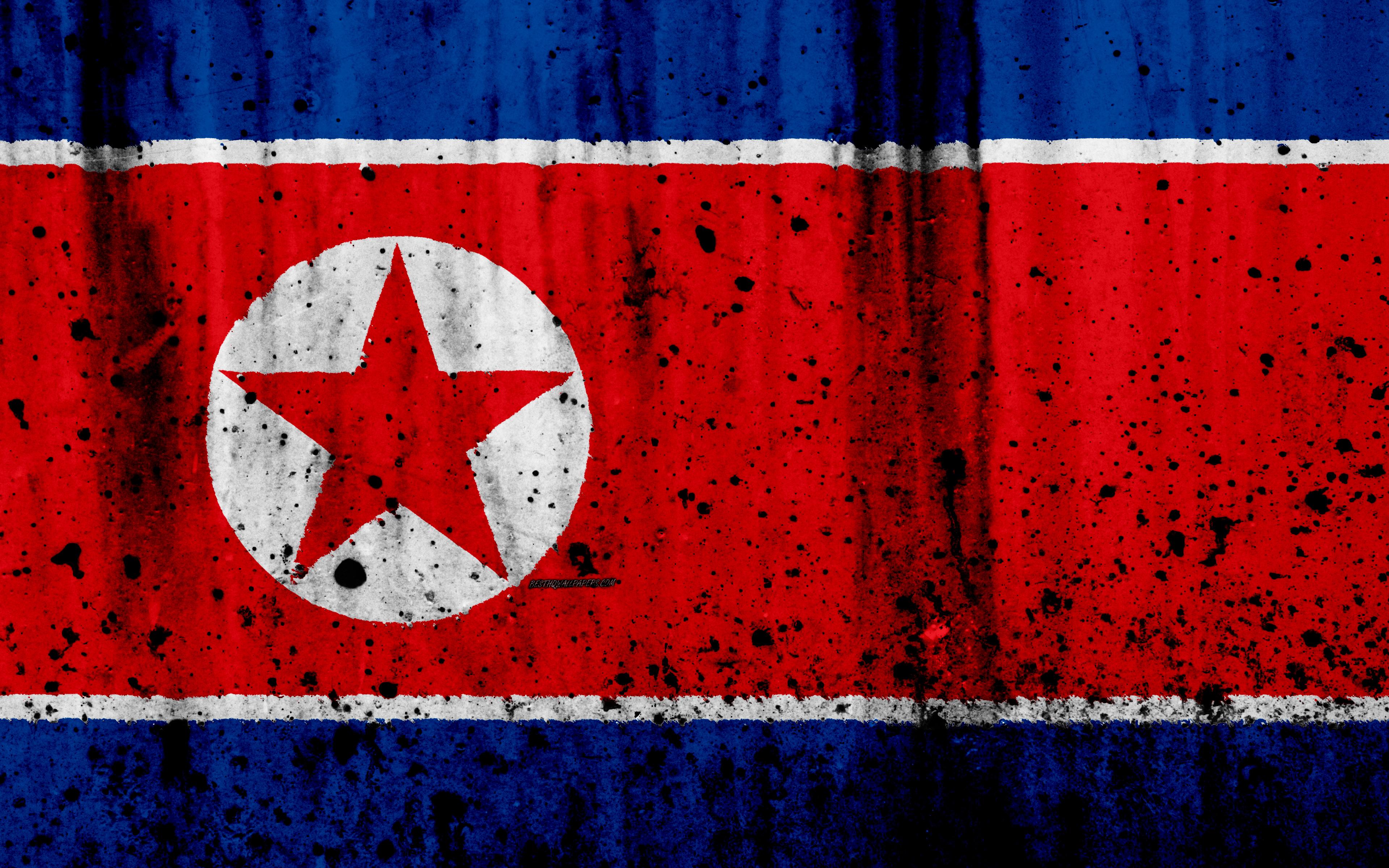 Download wallpaper North Korea flag, DPRK flag, 4k, grunge, flag