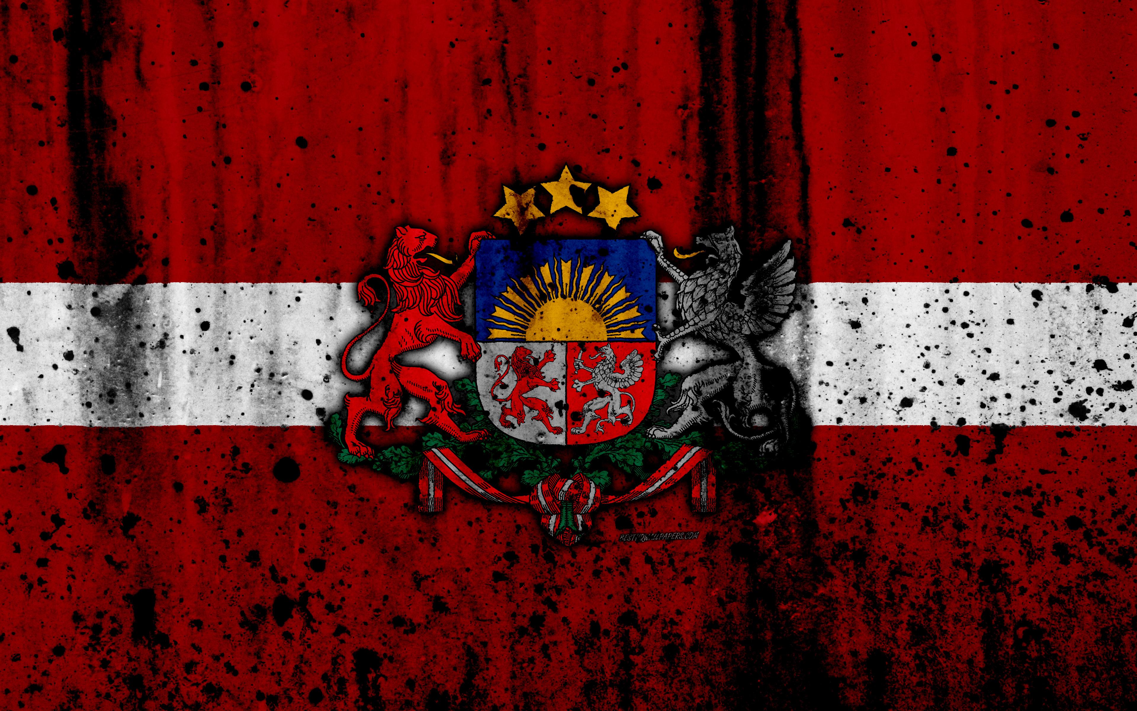 Download wallpaper Latvian flag, 4k, grunge, flag of Latvia, Europe