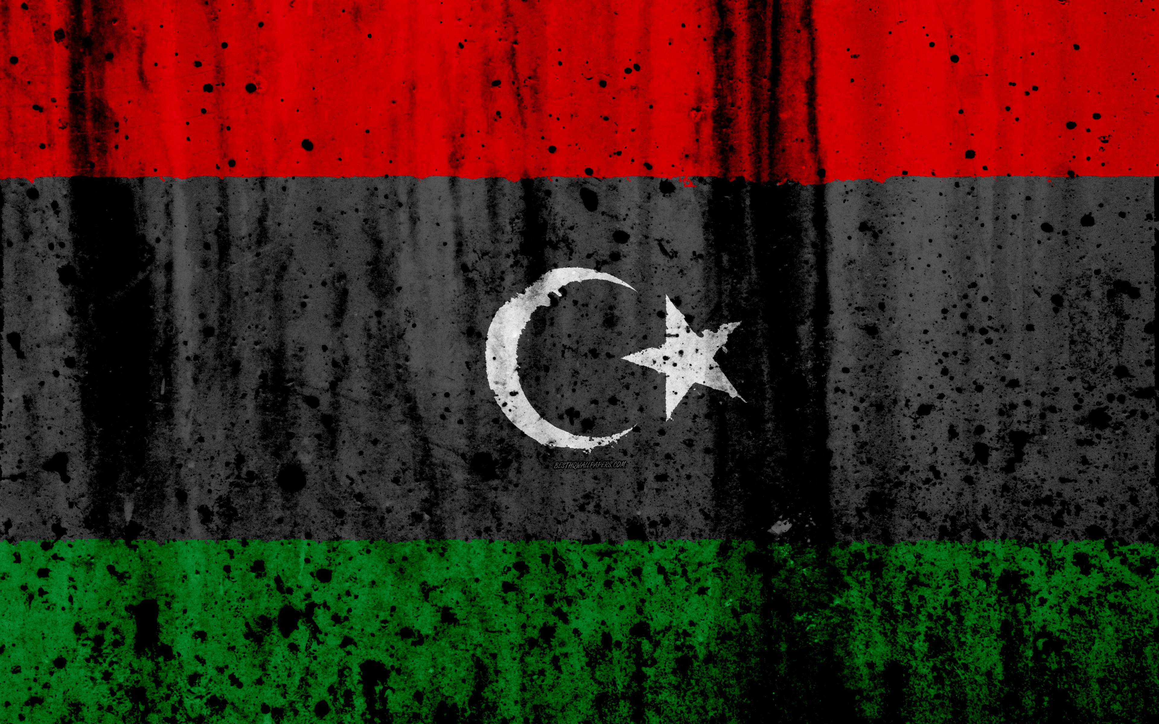 Download wallpaper Libyan flag, 4k, grunge, flag of Libya, Africa