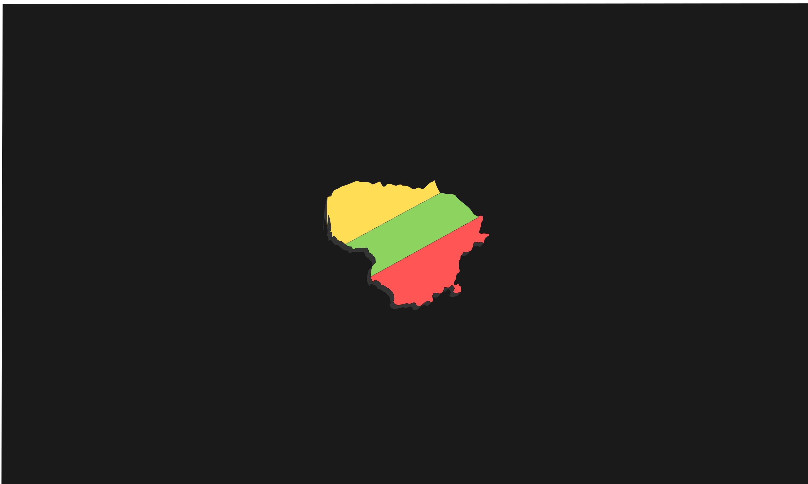 minimalism, Geography, Map, Lithuania, Flag Wallpaper HD / Desktop