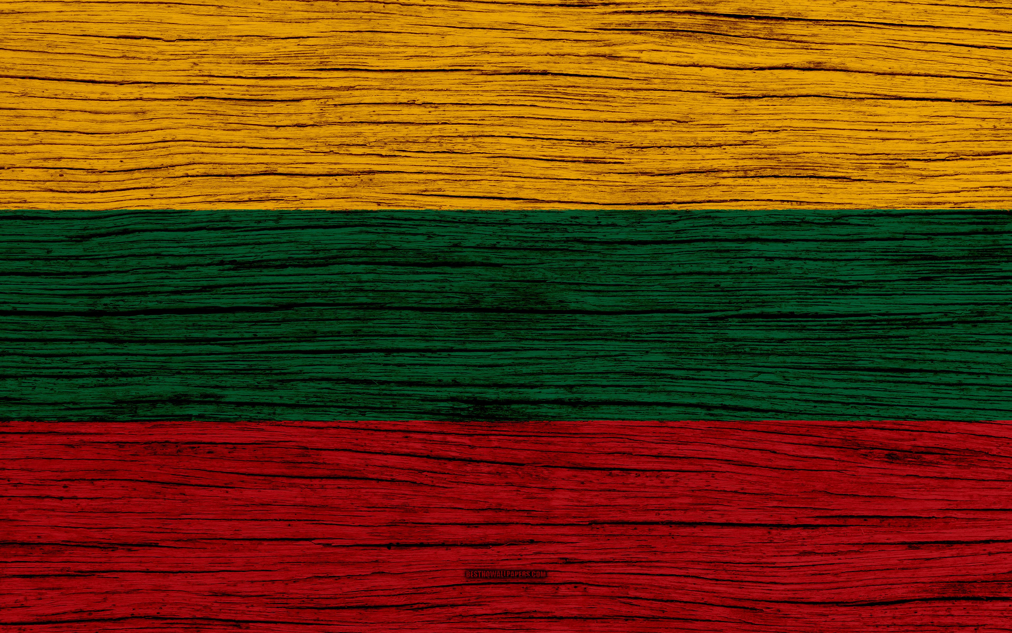 Download wallpaper Flag of Lithuania, 4k, Europe, wooden texture