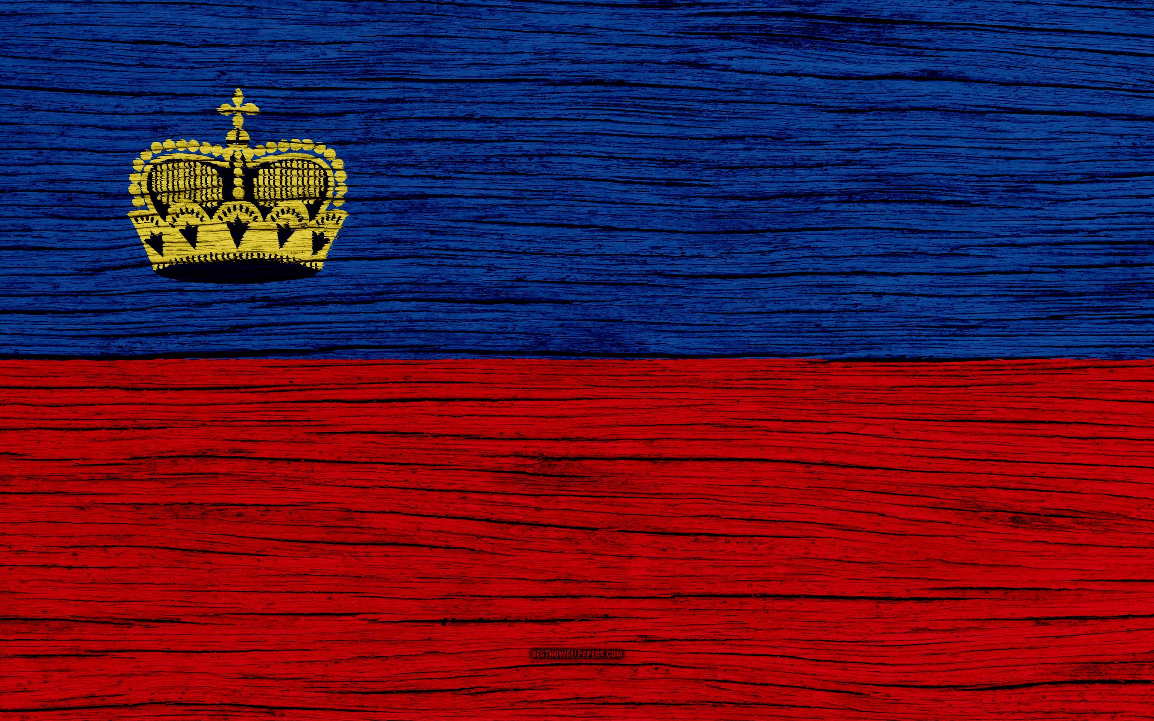 Download wallpaper Flag of Liechtenstein, 4k, Europe, wooden