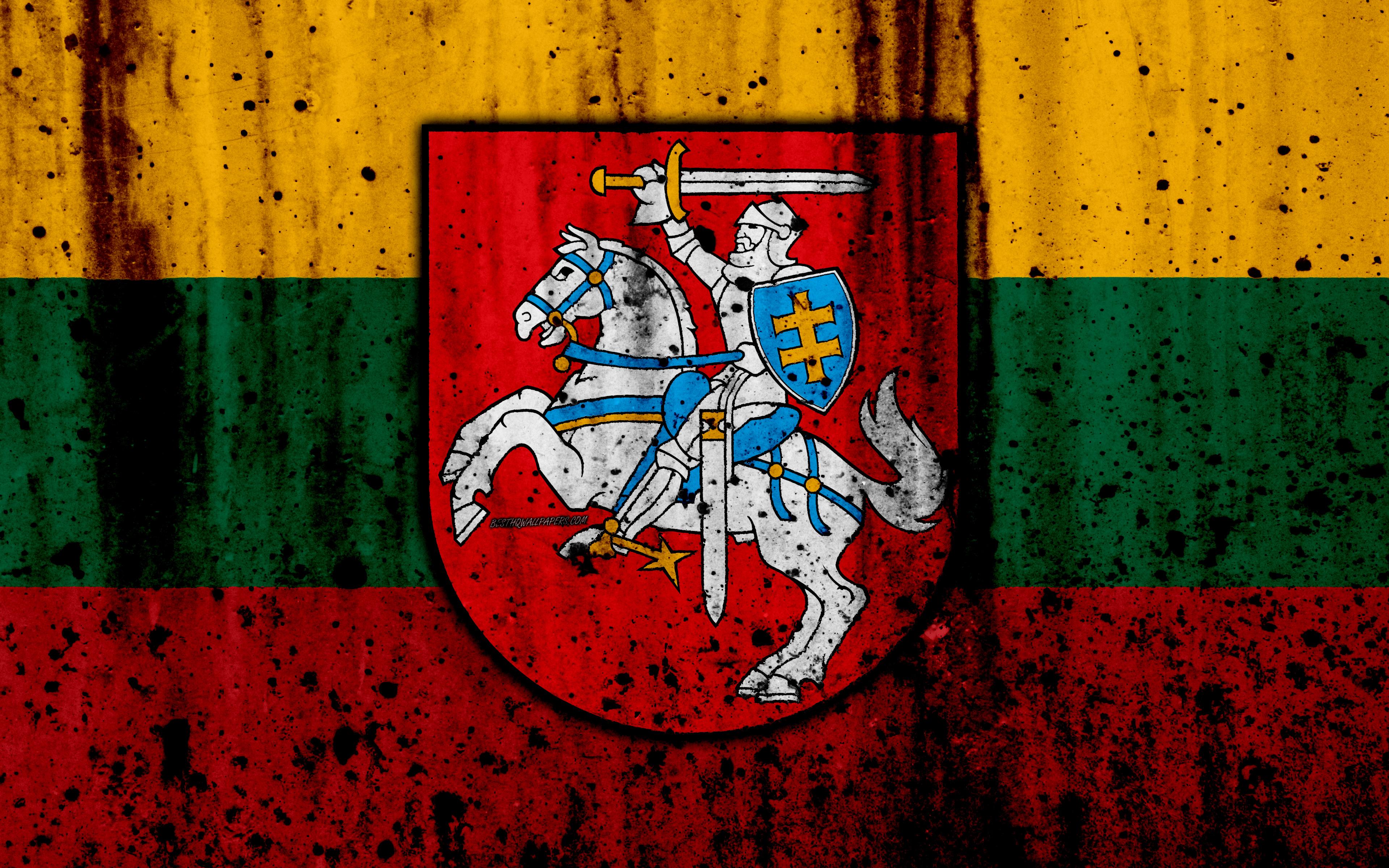 Download wallpaper Lithuanian flag, 4k, grunge, flag of Lithuania