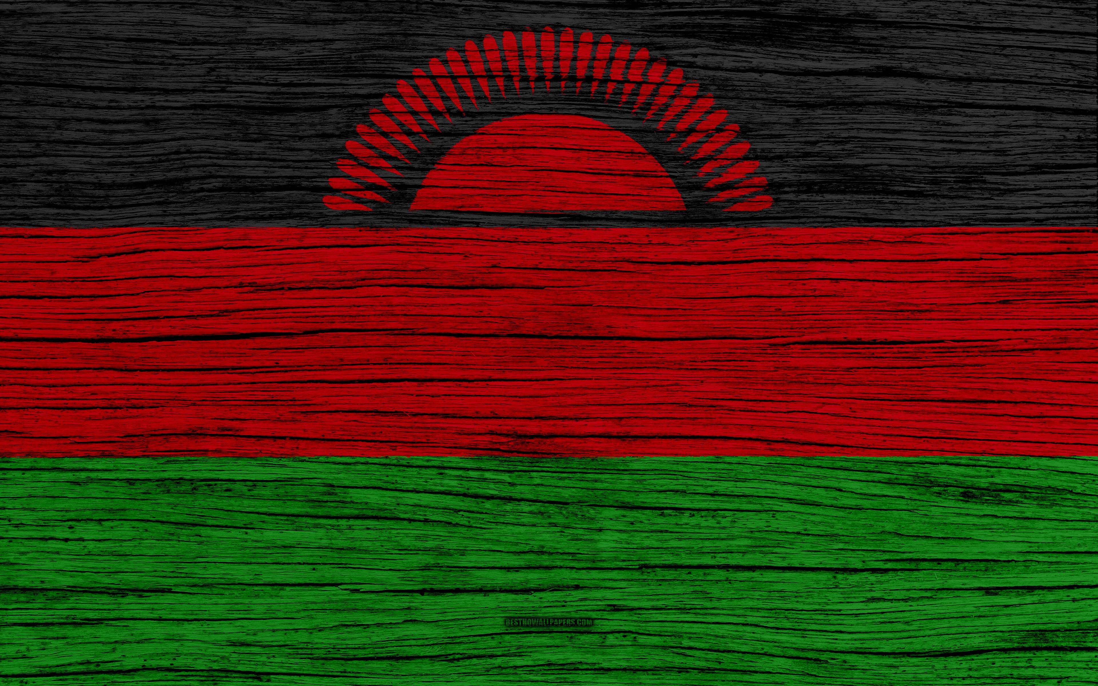 Download wallpaper Flag of Malawi, 4k, Africa, wooden texture