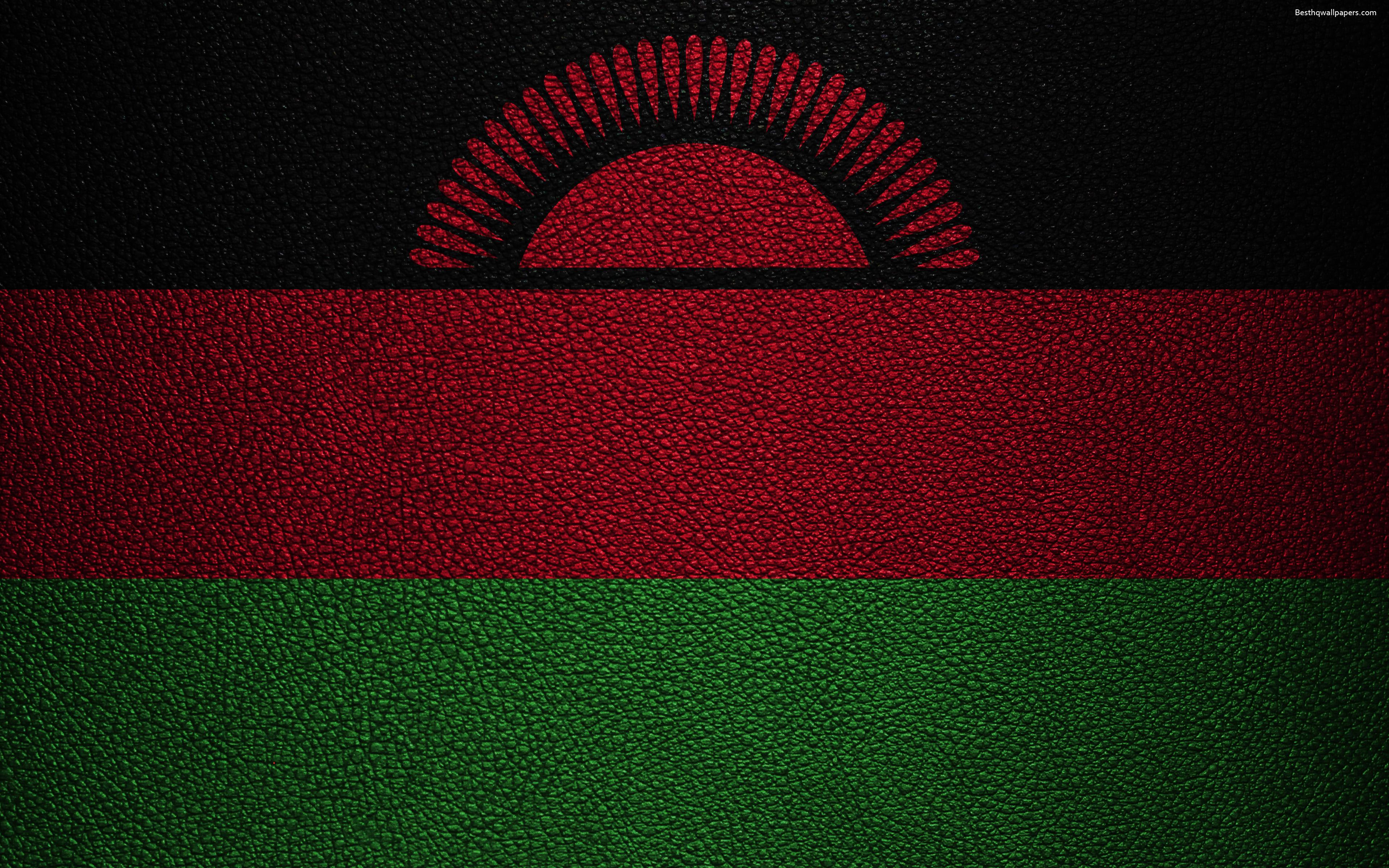 Download wallpaper Flag of Malawi, 4k, leather texture, Africa