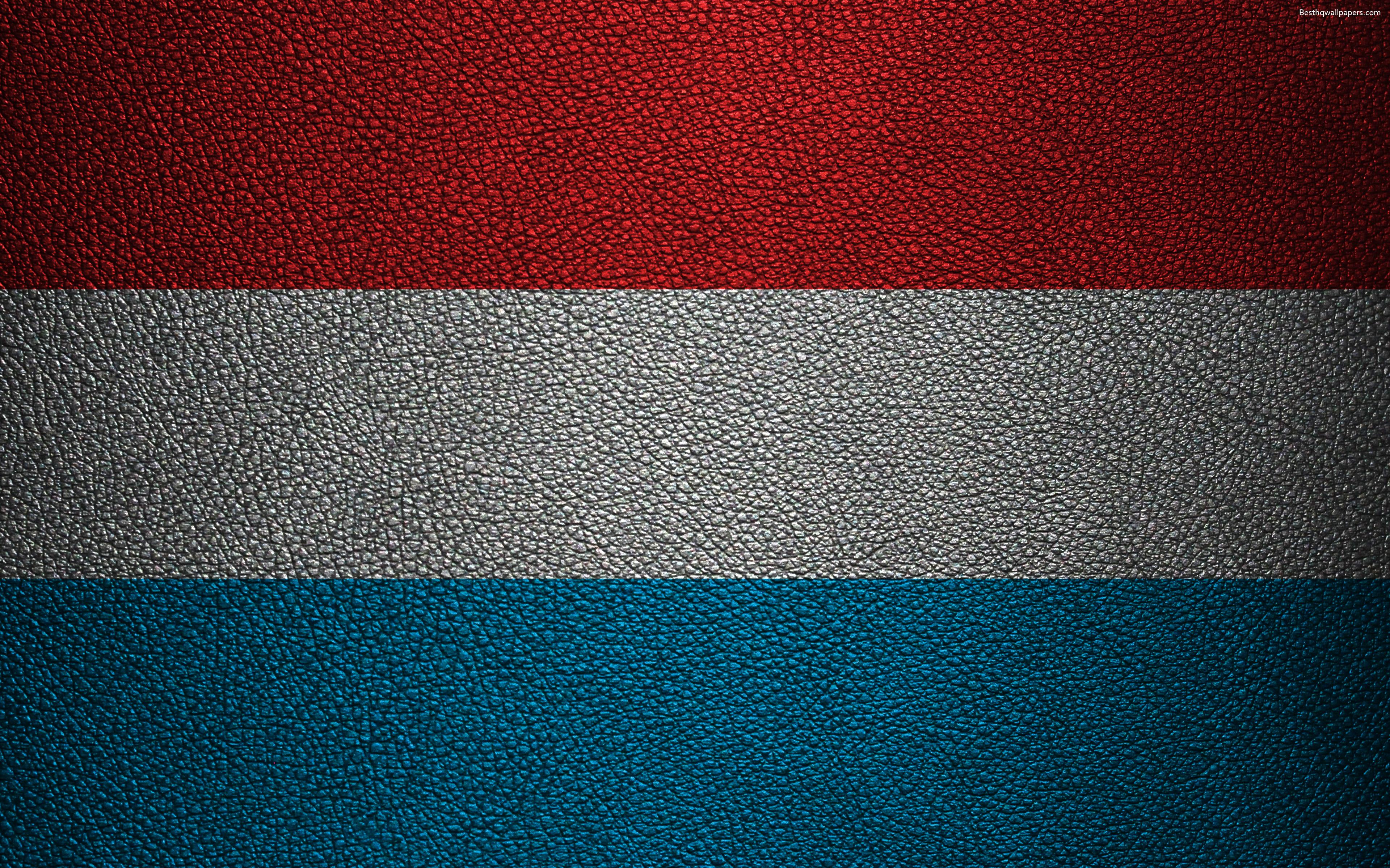 Download wallpaper Flag of Luxembourg, 4k, leather texture