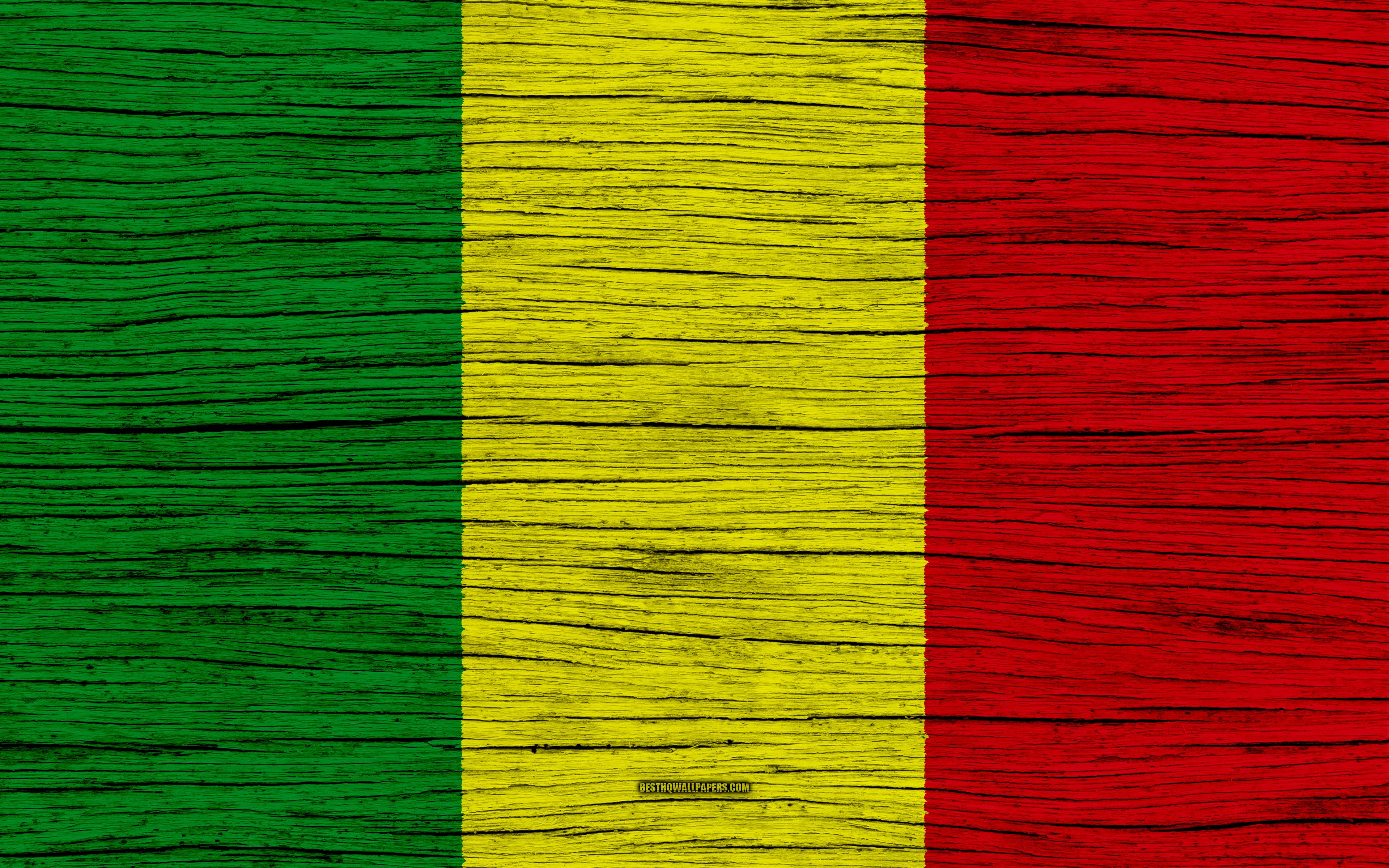Download wallpaper Flag of Mali, 4k, Africa, wooden texture, Malian