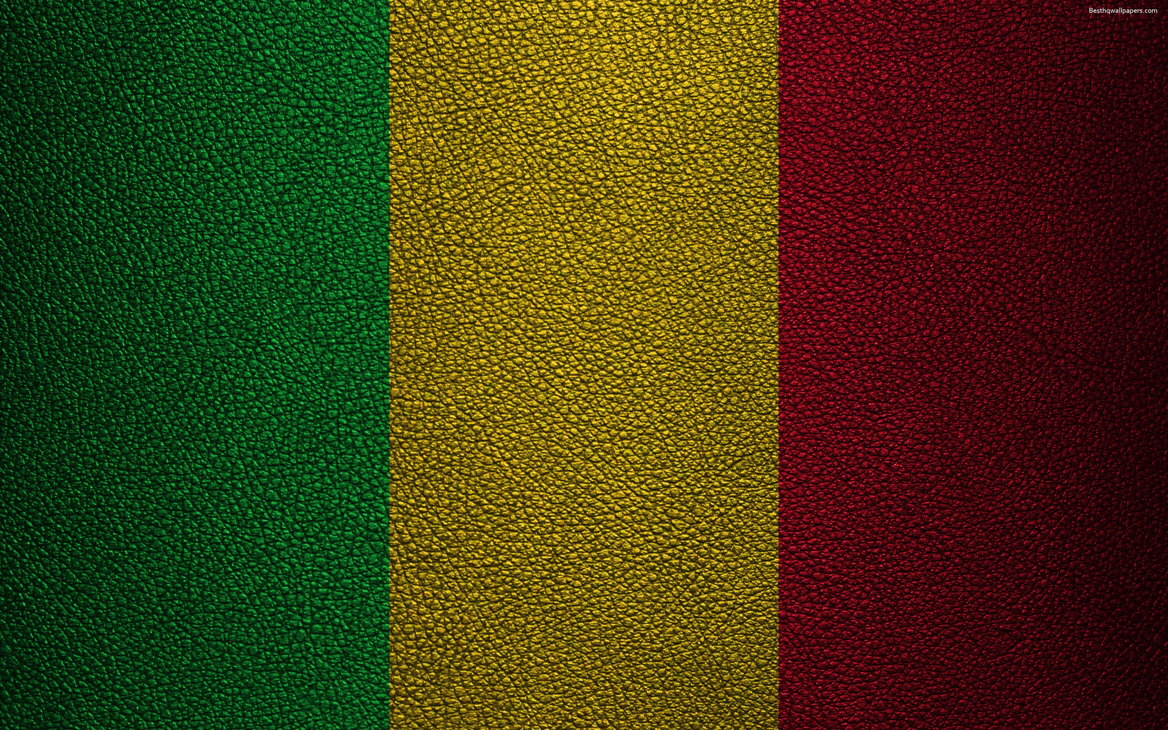 Download wallpaper Flag of Mali, 4K, leather texture, Africa
