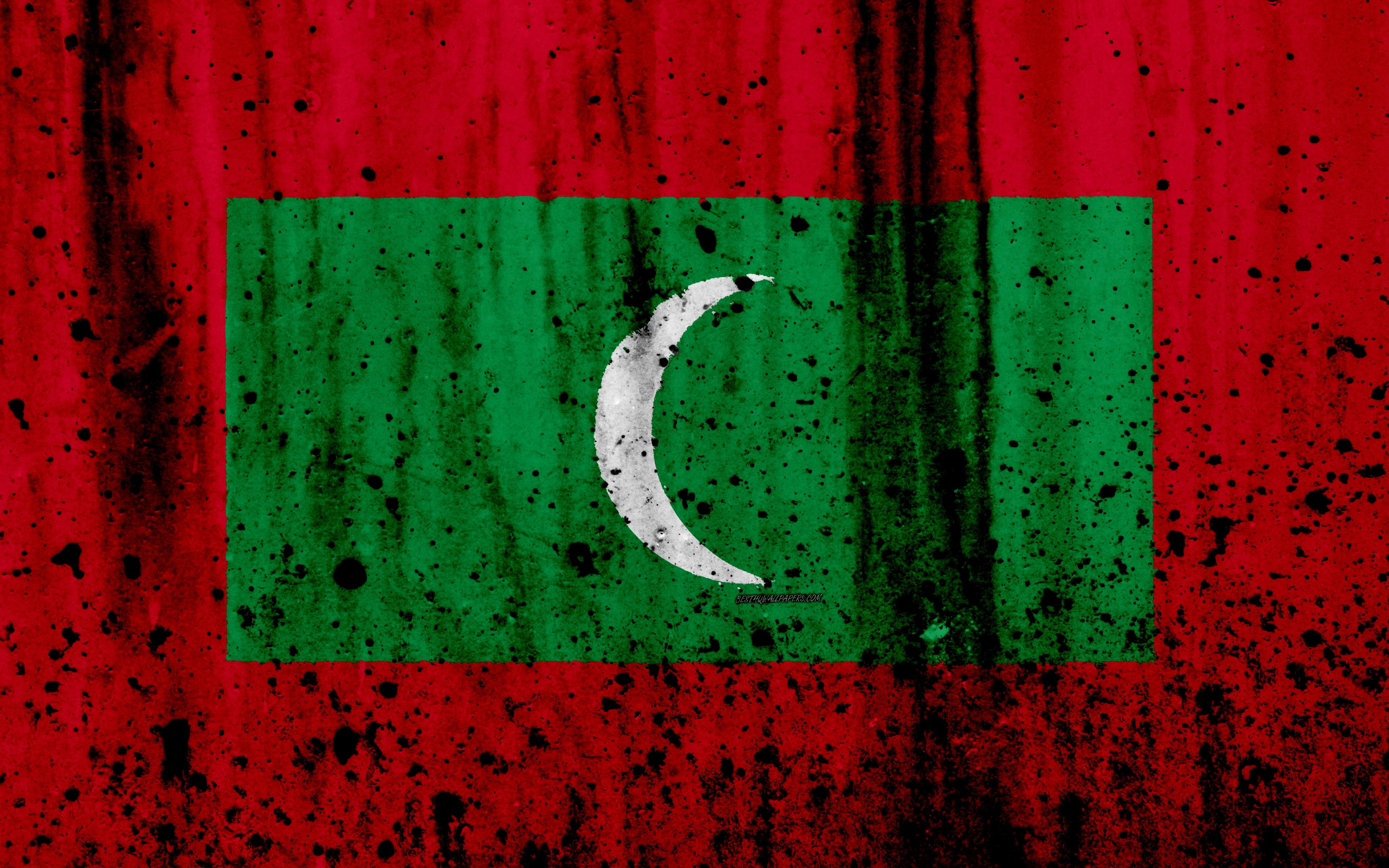 Download wallpaper Maldives flag, 4k, grunge, flag of Maldives