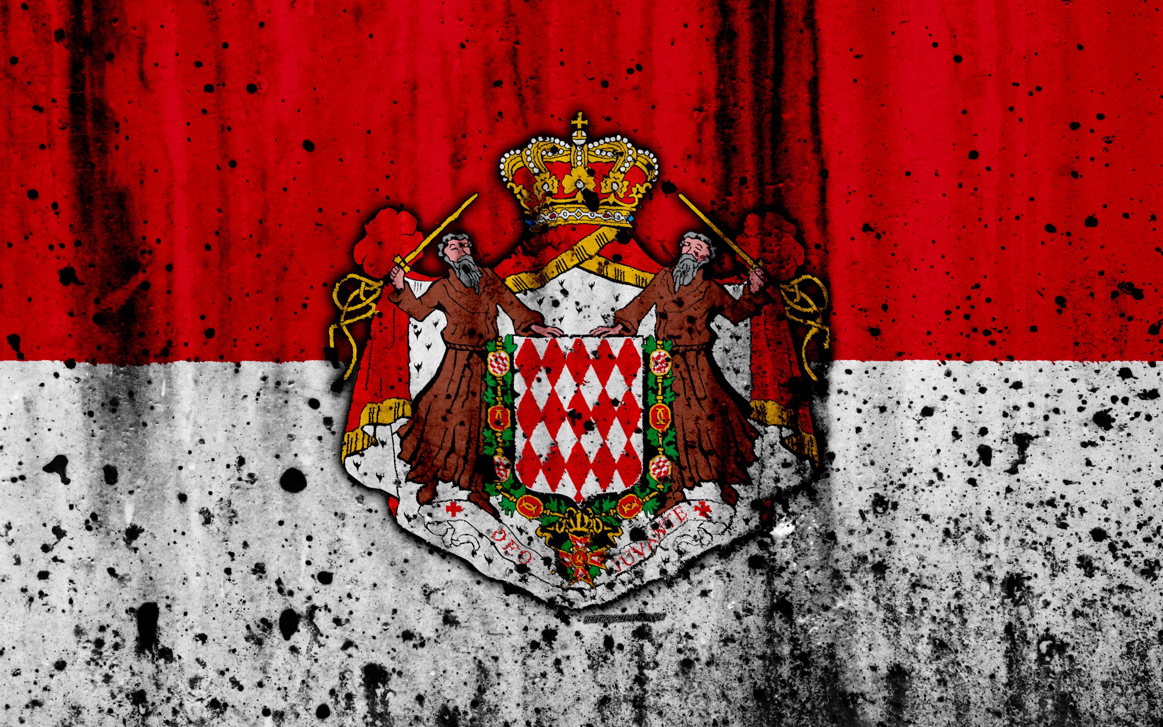 Download wallpaper Monaco flag, 4k, grunge, flag of Monaco, Europe