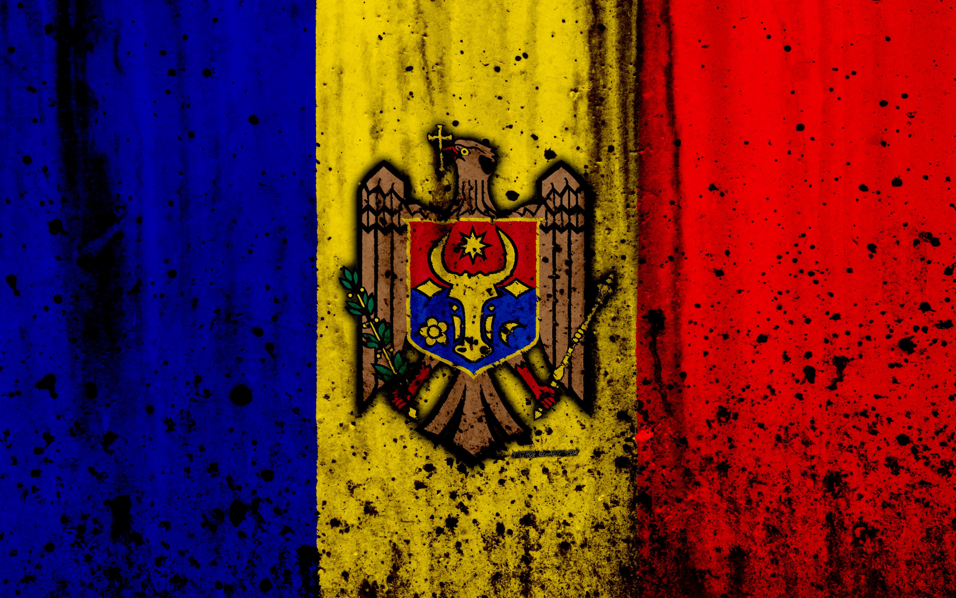 Download wallpaper Moldovan flag, 4k, grunge, flag of Moldova