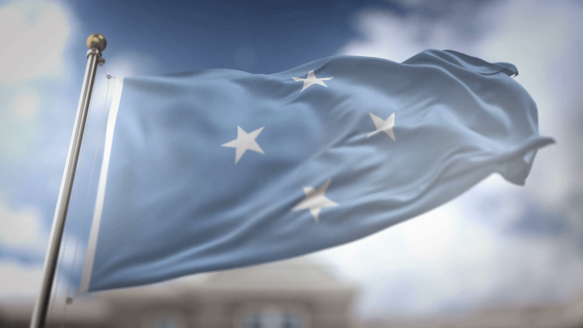 Federated States of Micronesia Flag Waving Slow Motion 3D Rendering