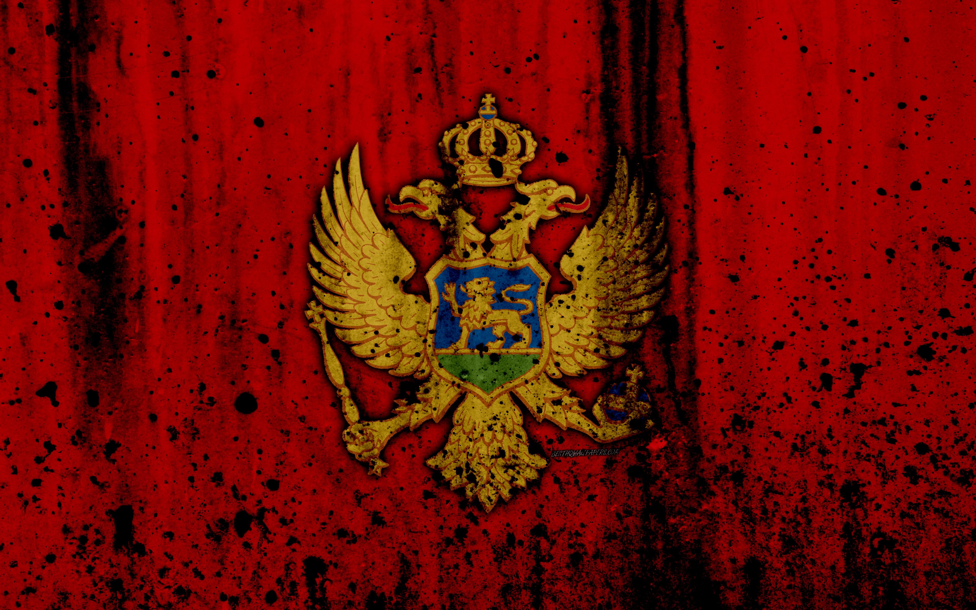 Download wallpaper Montenegrin flag, 4k, grunge, flag of Montenegro
