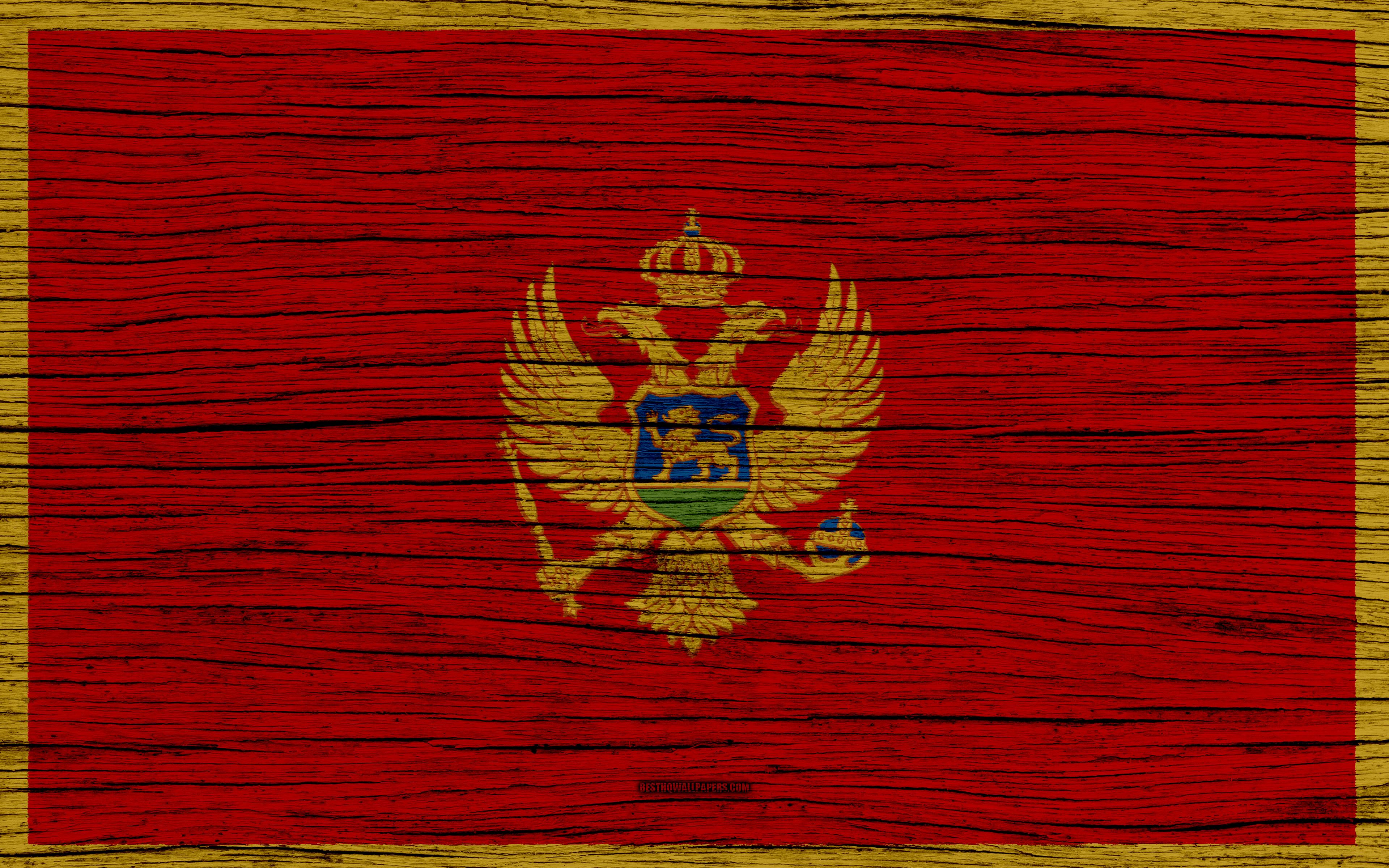 Download wallpaper Flag of Montenegro, 4k, Europe, wooden texture