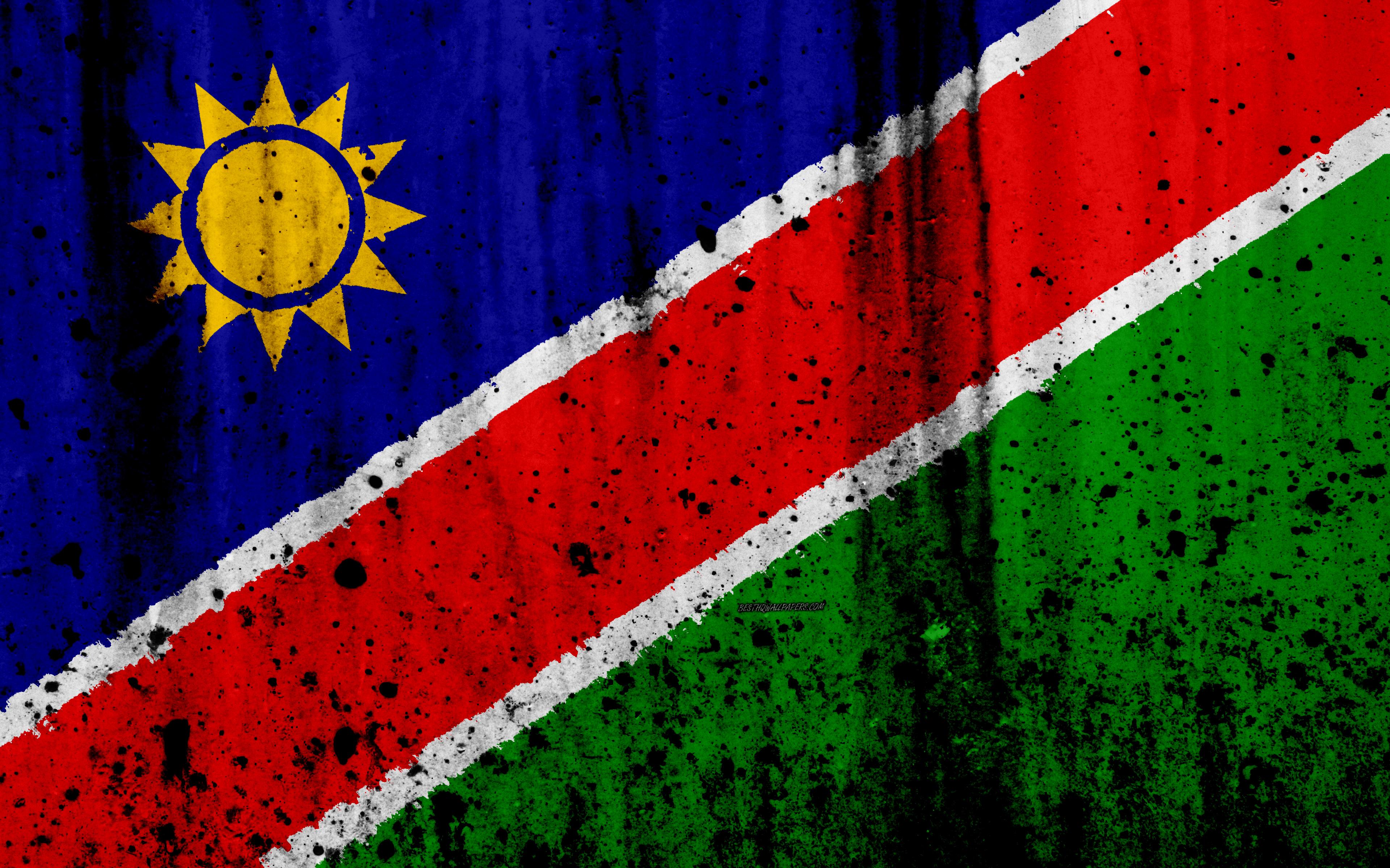 Download wallpaper Namibian flag, 4k, grunge, flag of Namibia