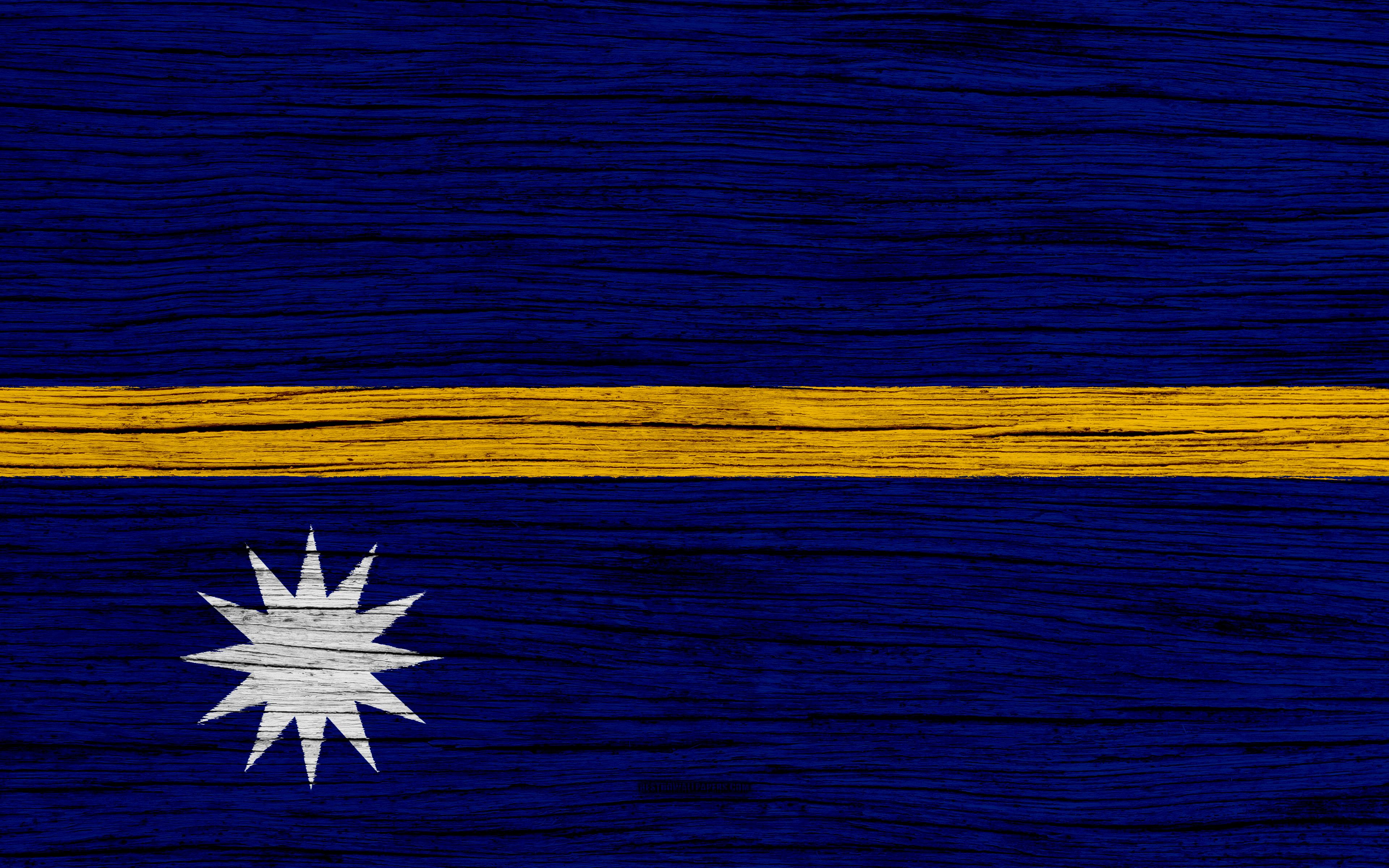 Download wallpaper Flag of Nauru, 4k, Oceania, wooden texture