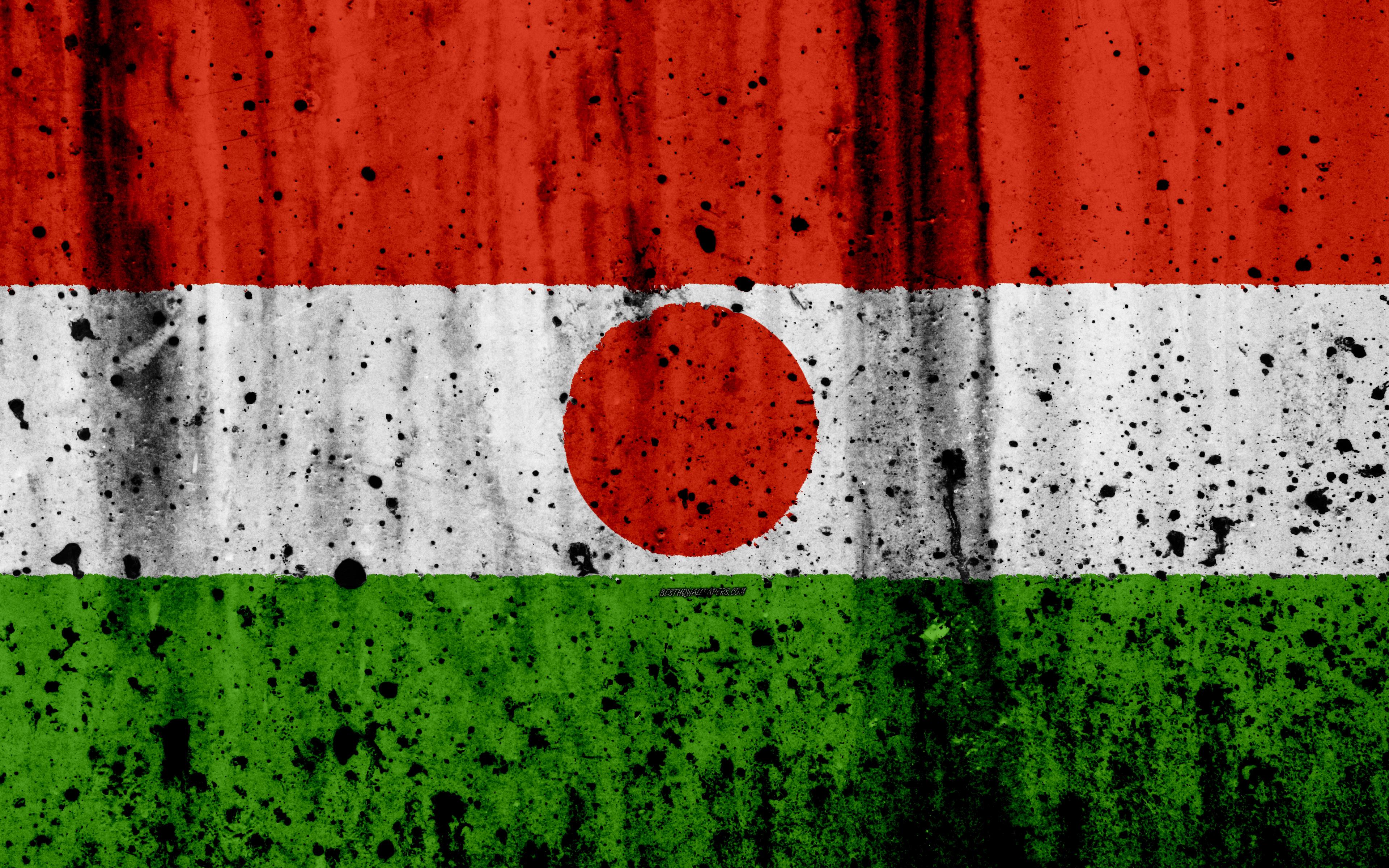 Download wallpaper Niger flag, 4k, grunge, flag of Niger, Africa