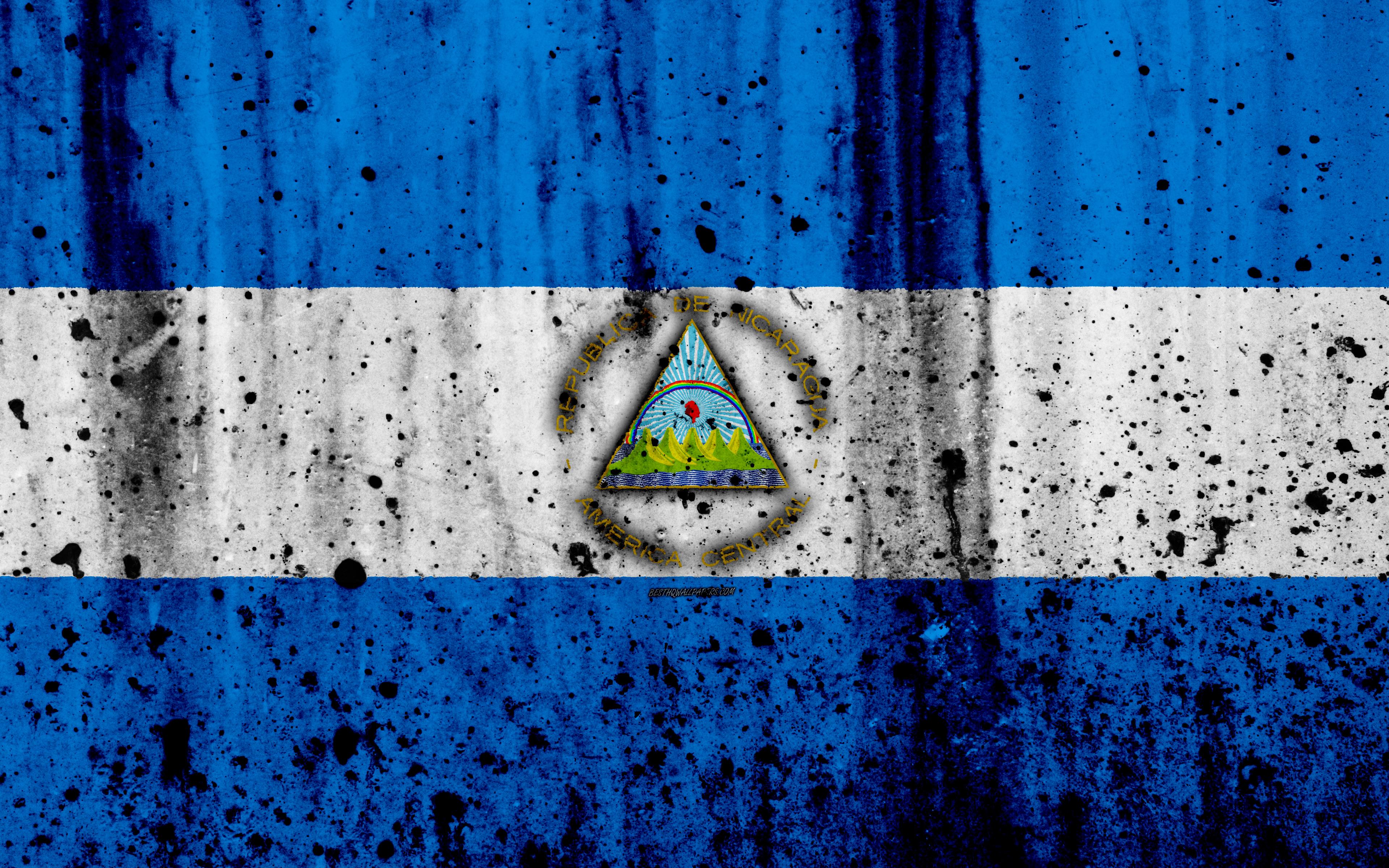 Download wallpaper Nicaraguan flag, 4k, grunge, flag of Nicaragua