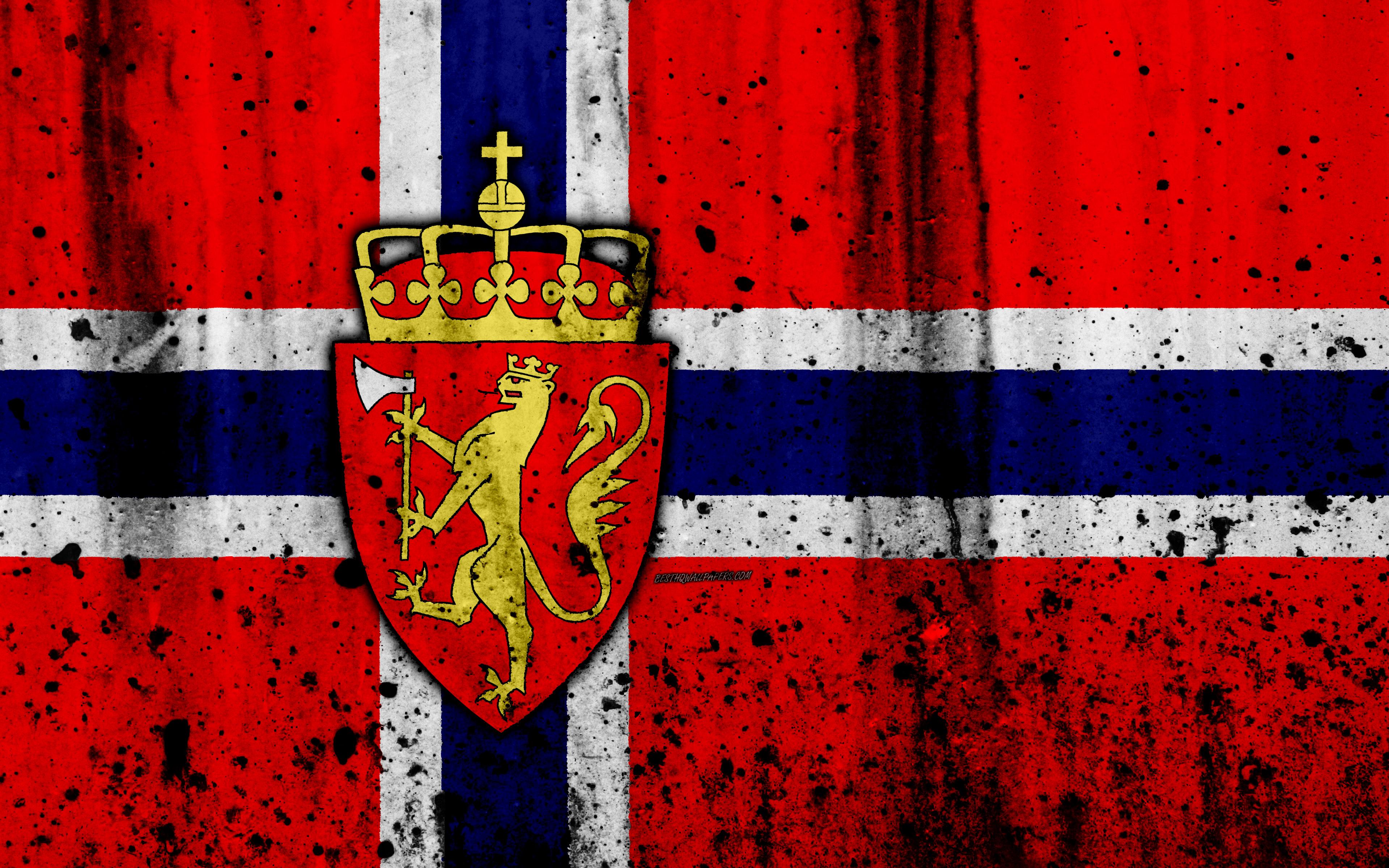 Download wallpaper Norwegian flag, 4k, grunge, flag of Norway