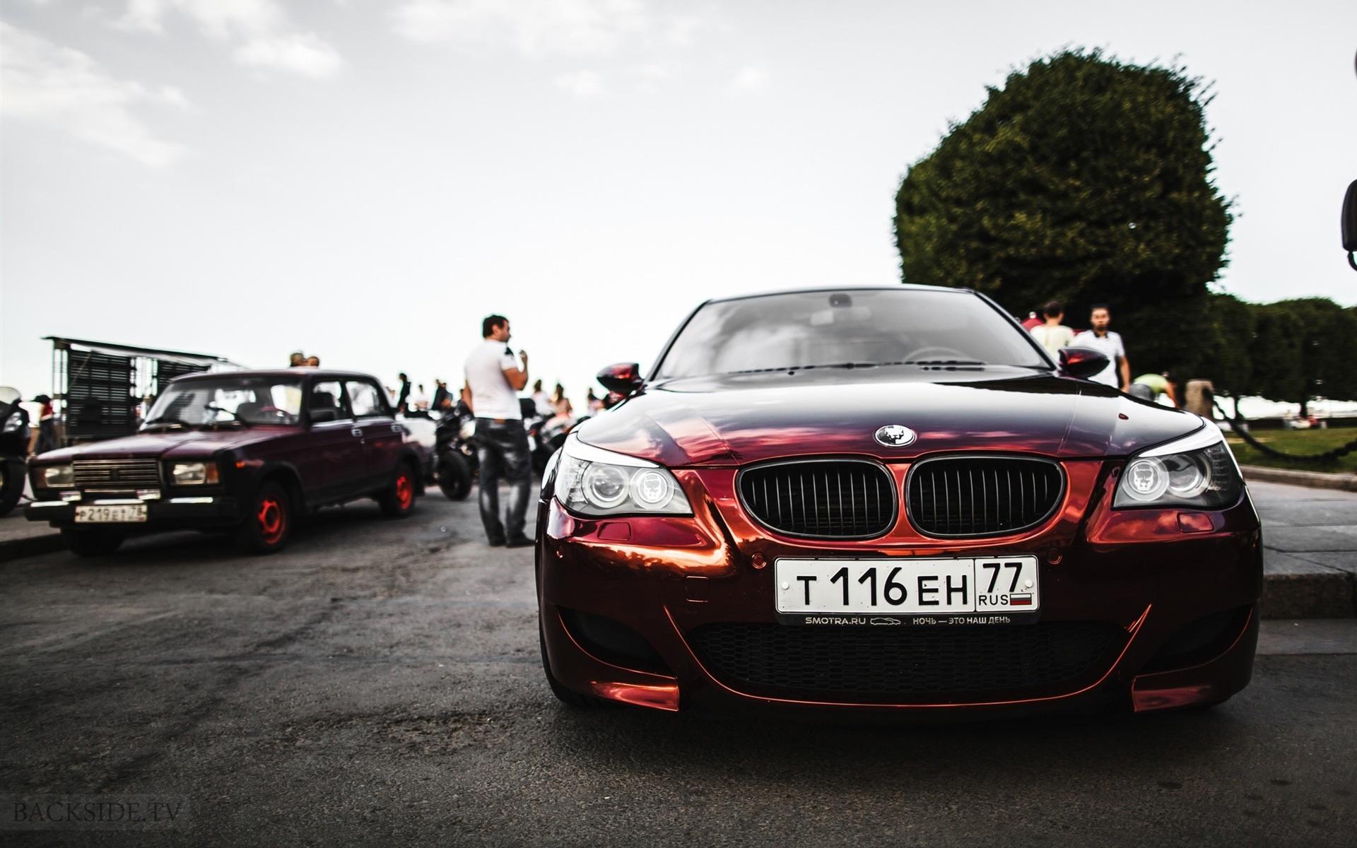 Wallpaper BMW E60 red car front view 1920x1200 HD Picture, Image