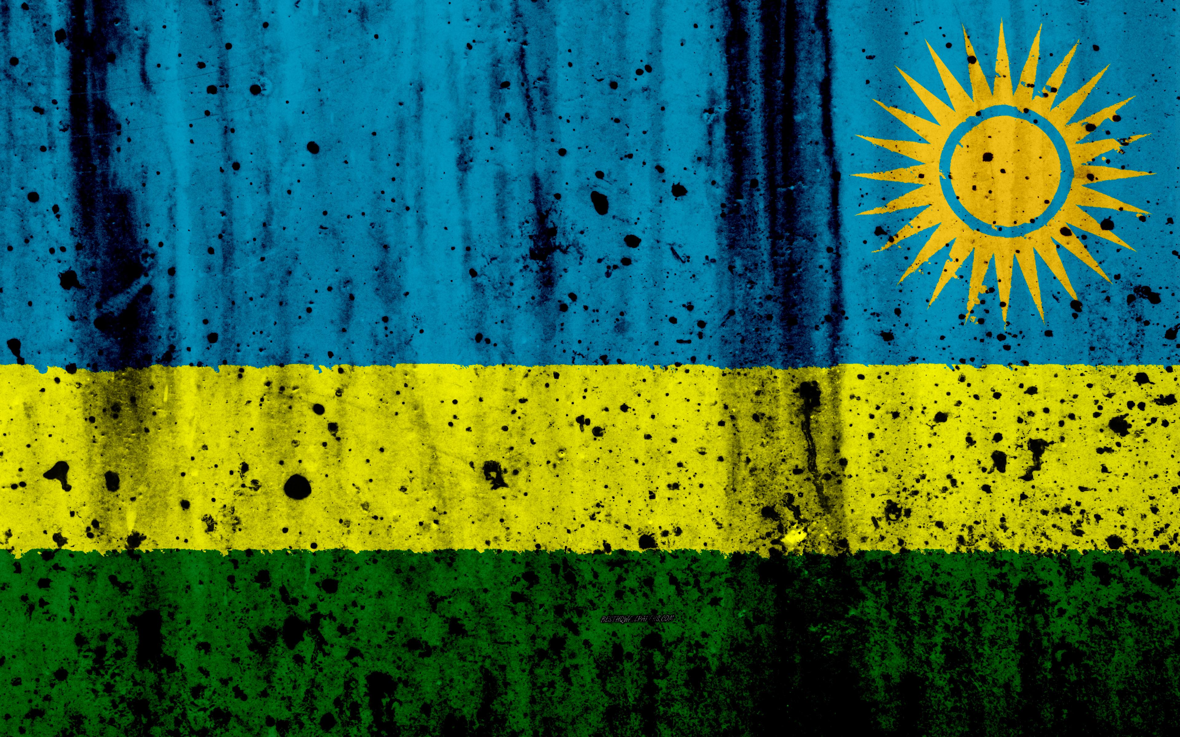 Download wallpaper Rwanda flag, 4k, grunge, flag of Rwanda, Africa