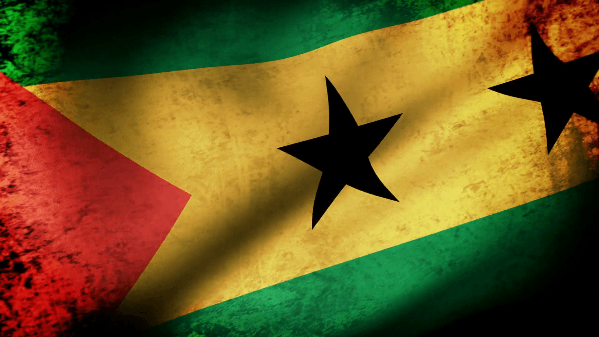 Sao Tome & Principe Flag Waving, grunge look Motion Background