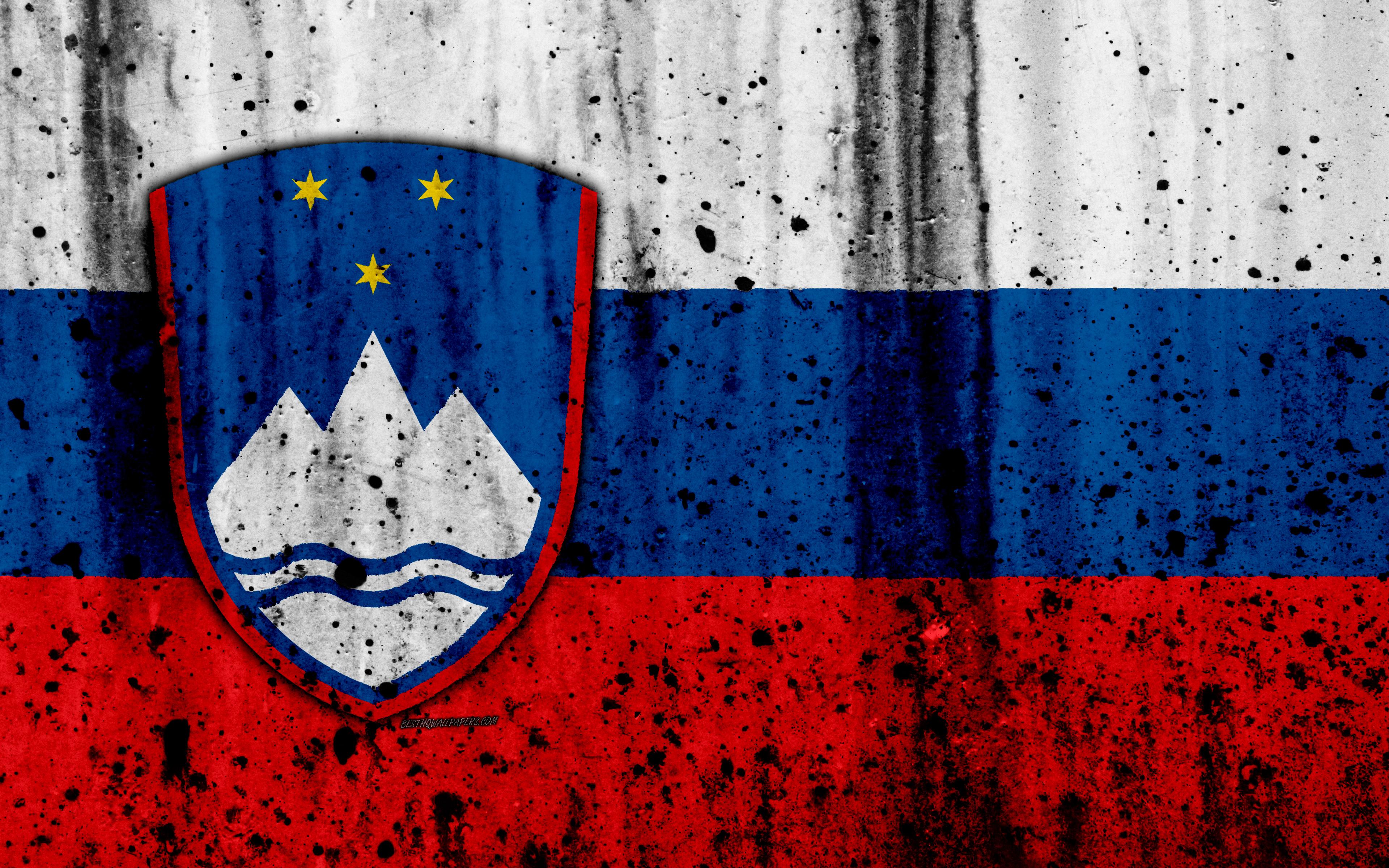 Download wallpaper Slovenian flag, 4k, grunge, flag of Slovenia