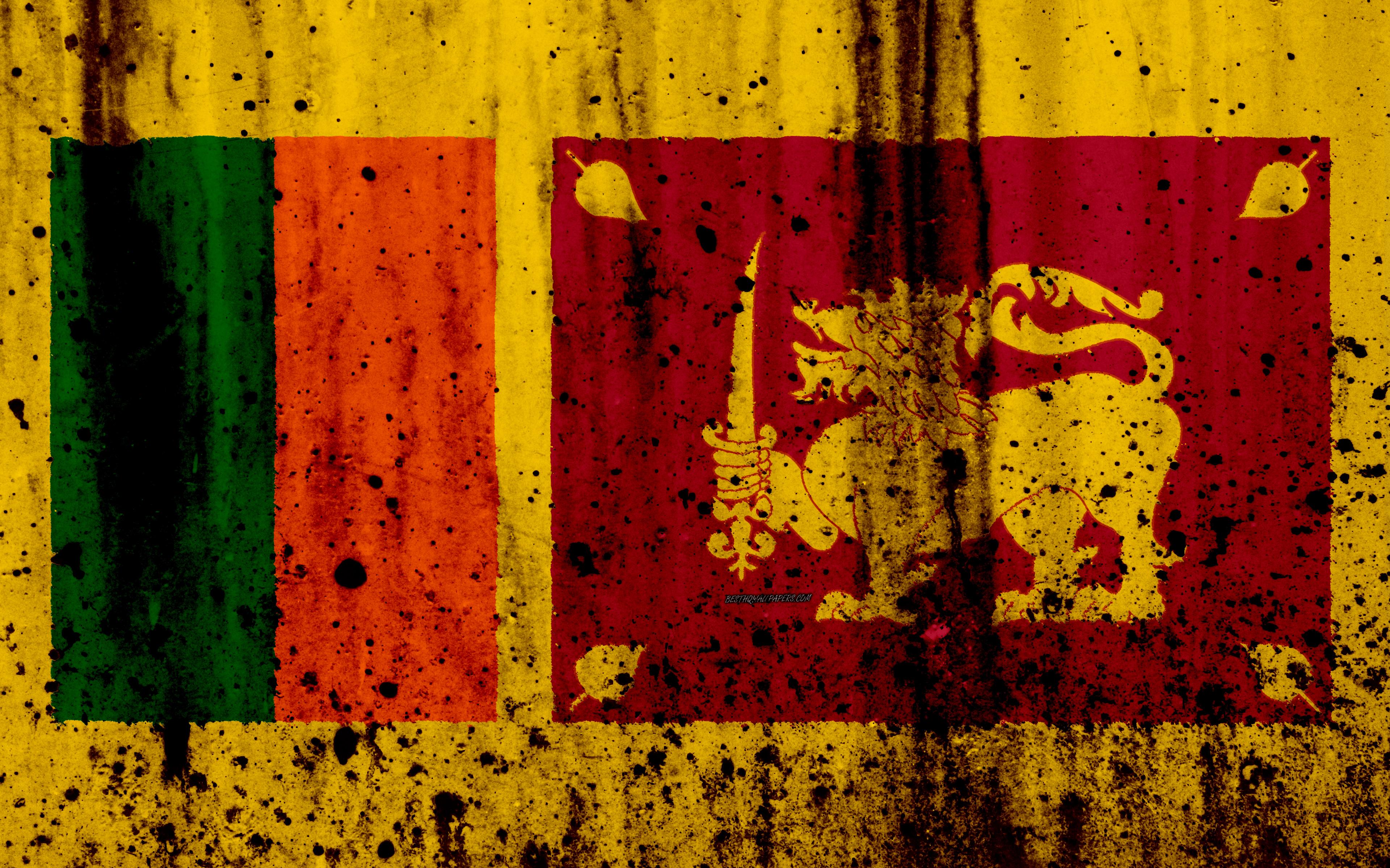 Download wallpaper Sri Lanka flag, 4k, grunge, flag of Sri Lanka