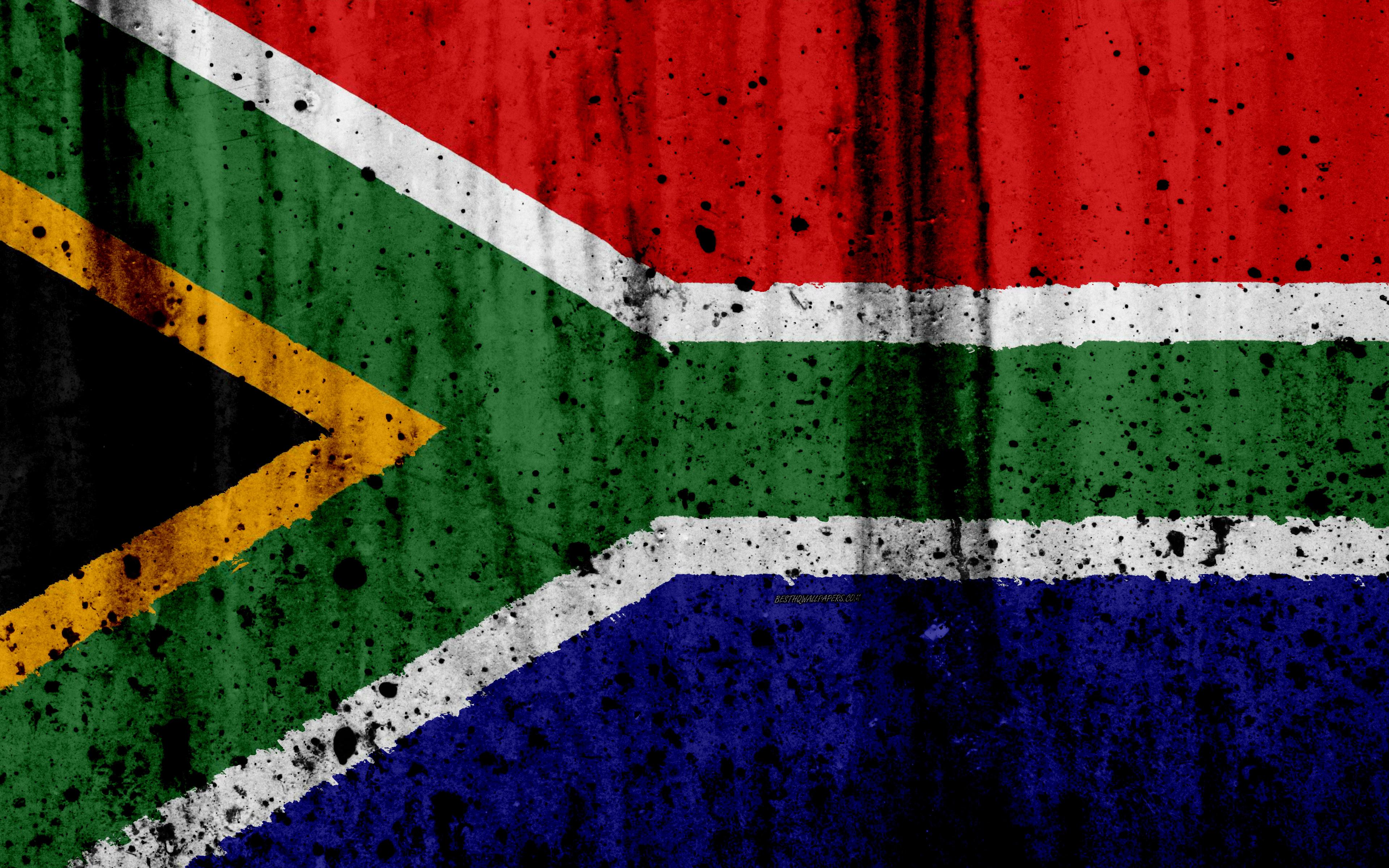 Download wallpapers South African flag, 4k, grunge, flag of South