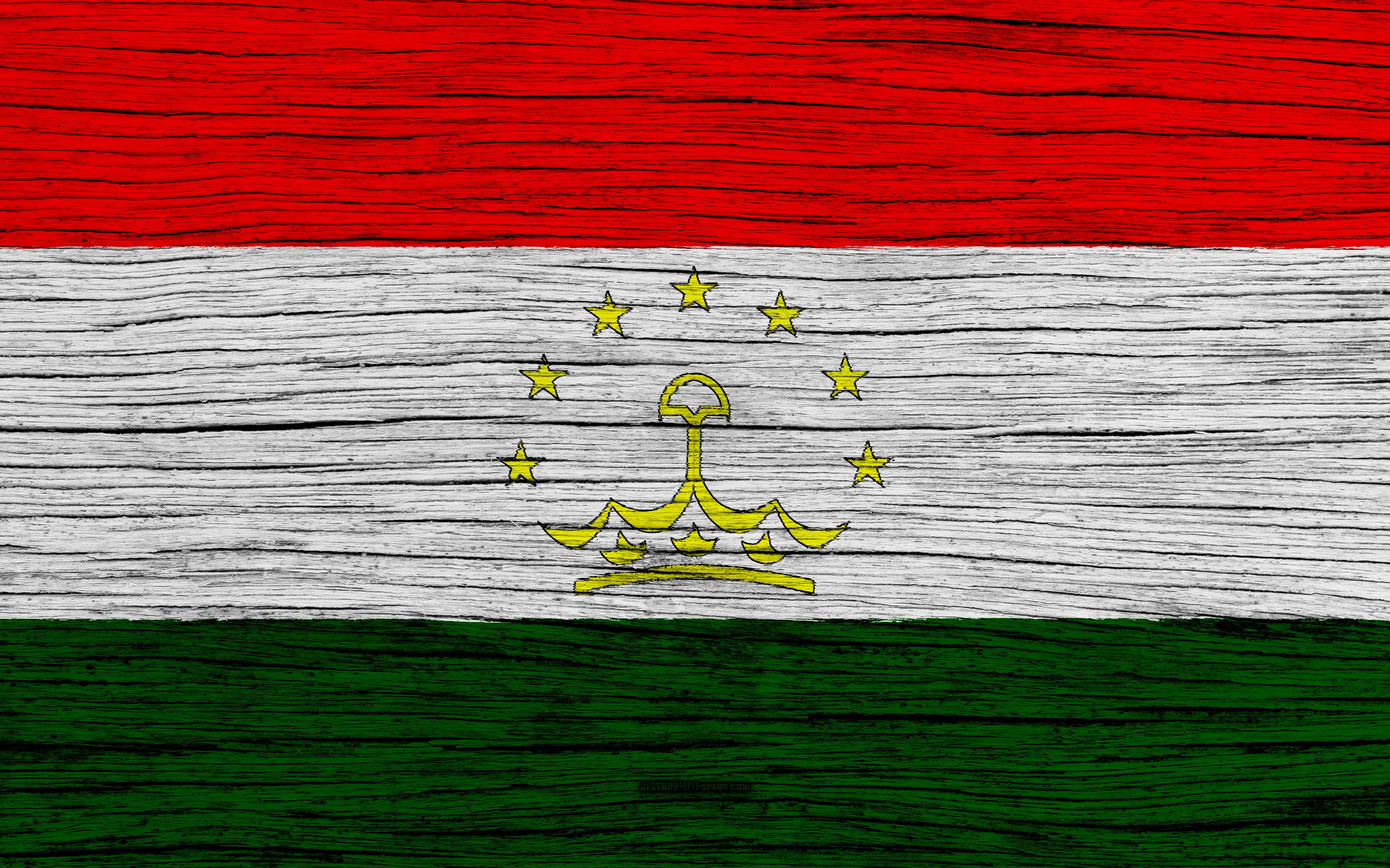 Download wallpaper Flag of Tajikistan, 4k, Asia, wooden texture
