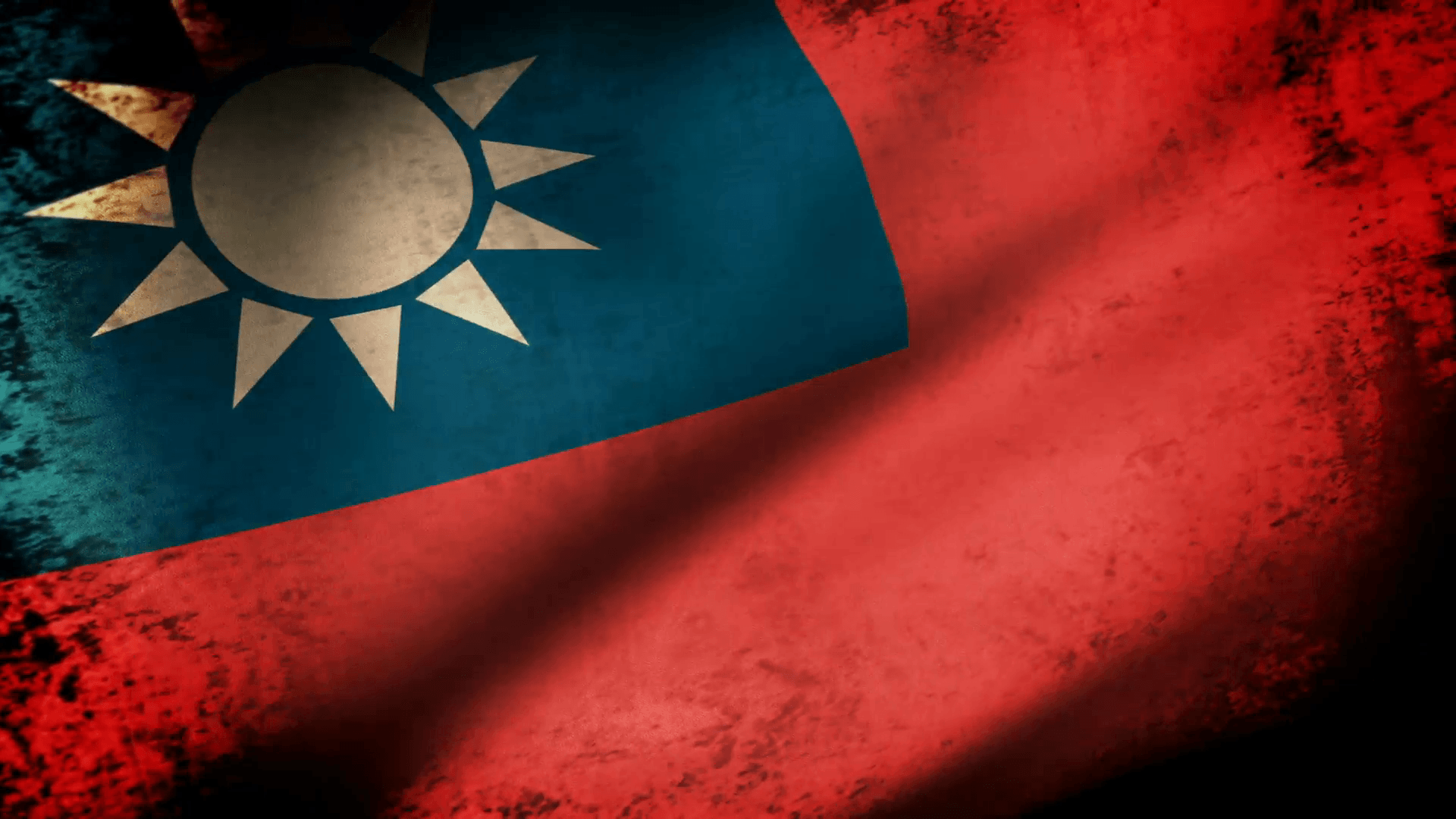 Taiwan Flag Waving, grunge look Motion Background