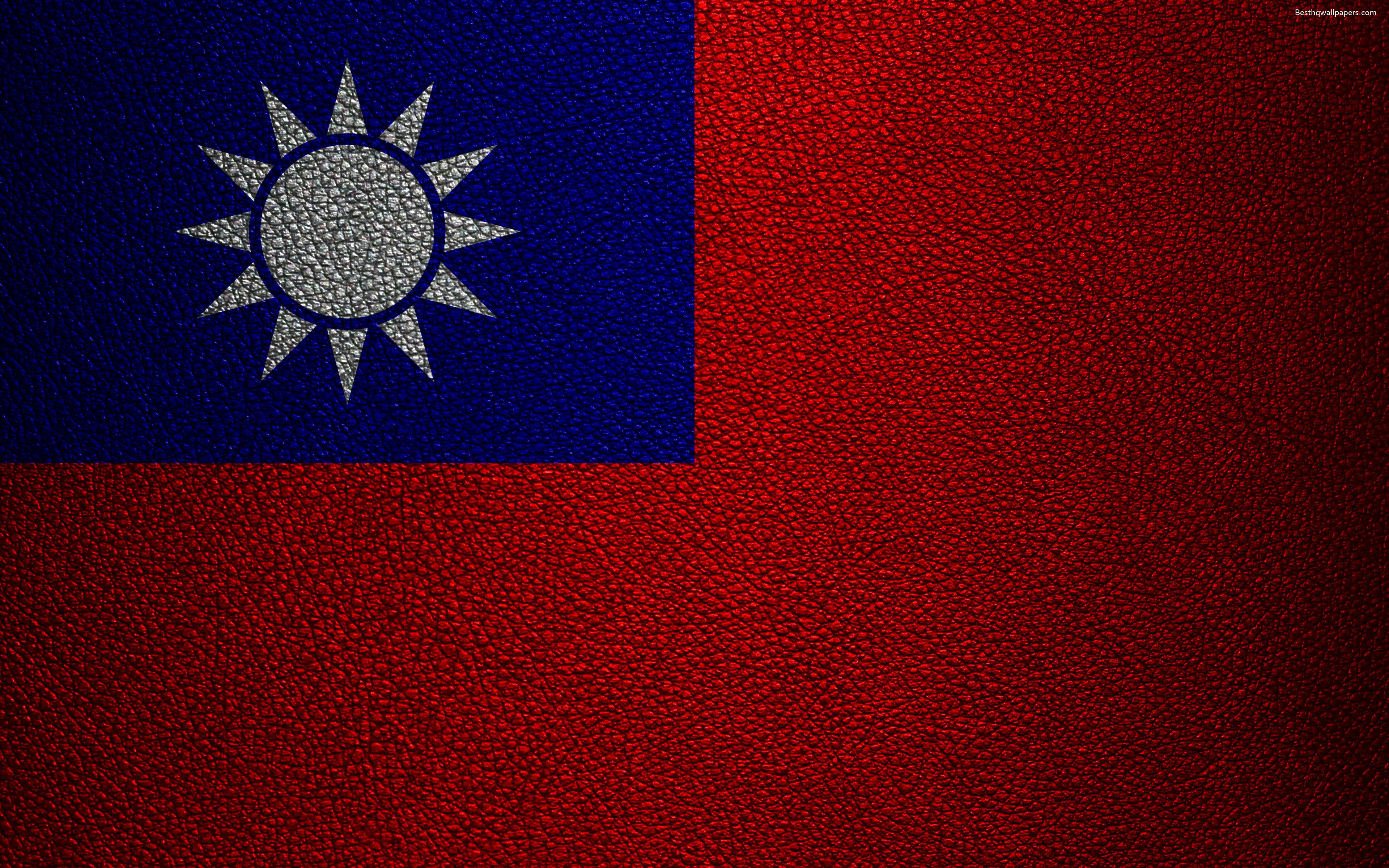Download wallpaper Taiwan Flag, 4K, leather texture, Taiwan flag