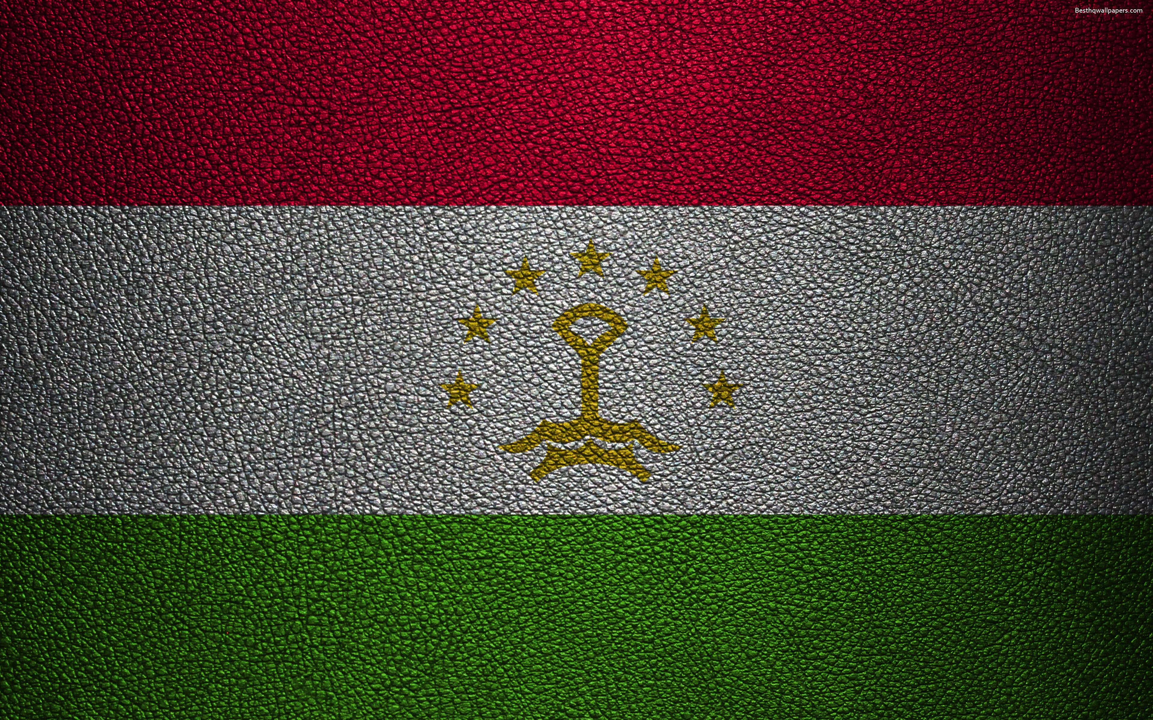 Download wallpaper Flag of Tajikistan, 4k, leather texture