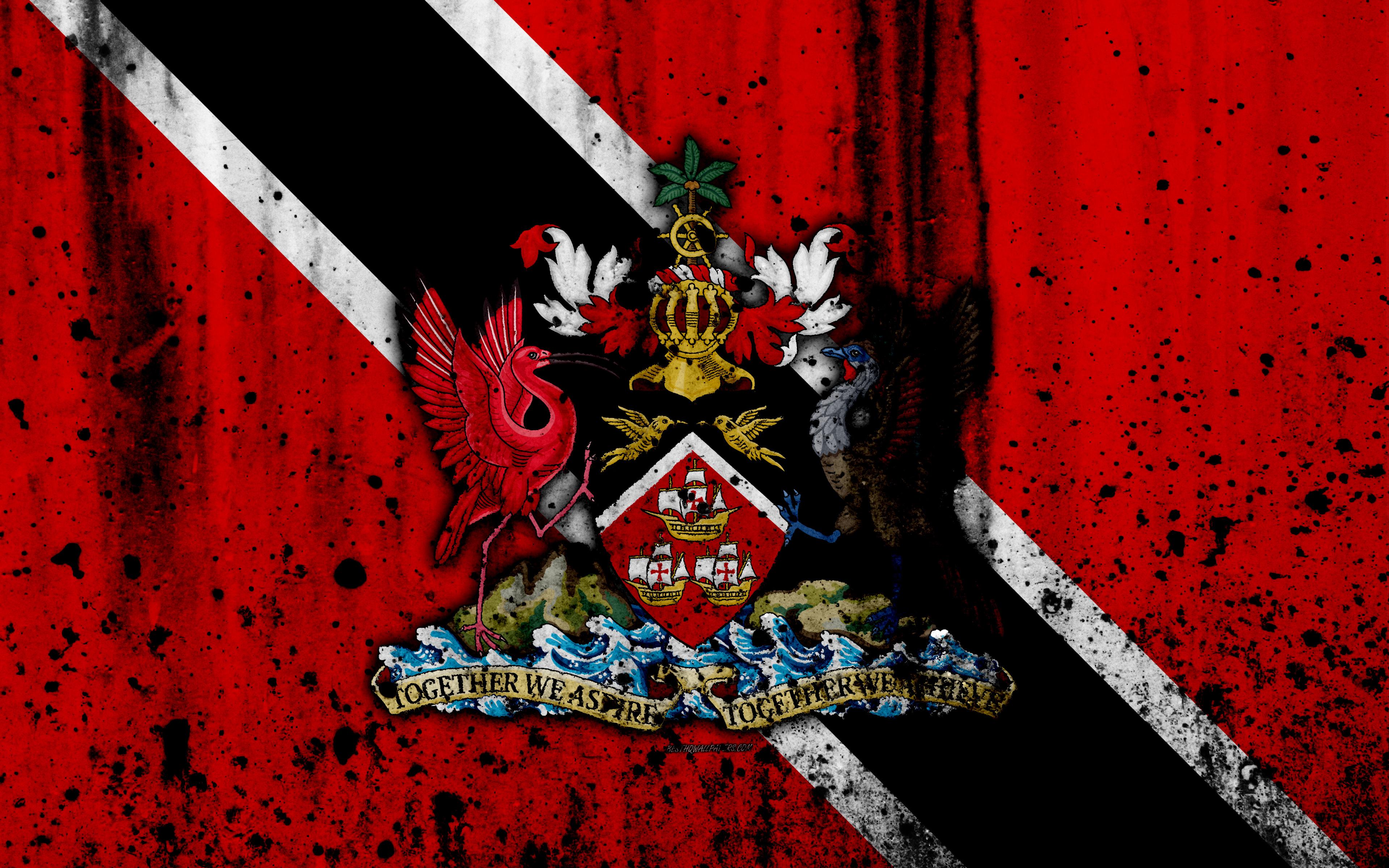 Download wallpaper Trinidad and Tobago flag, 4k, grunge, North