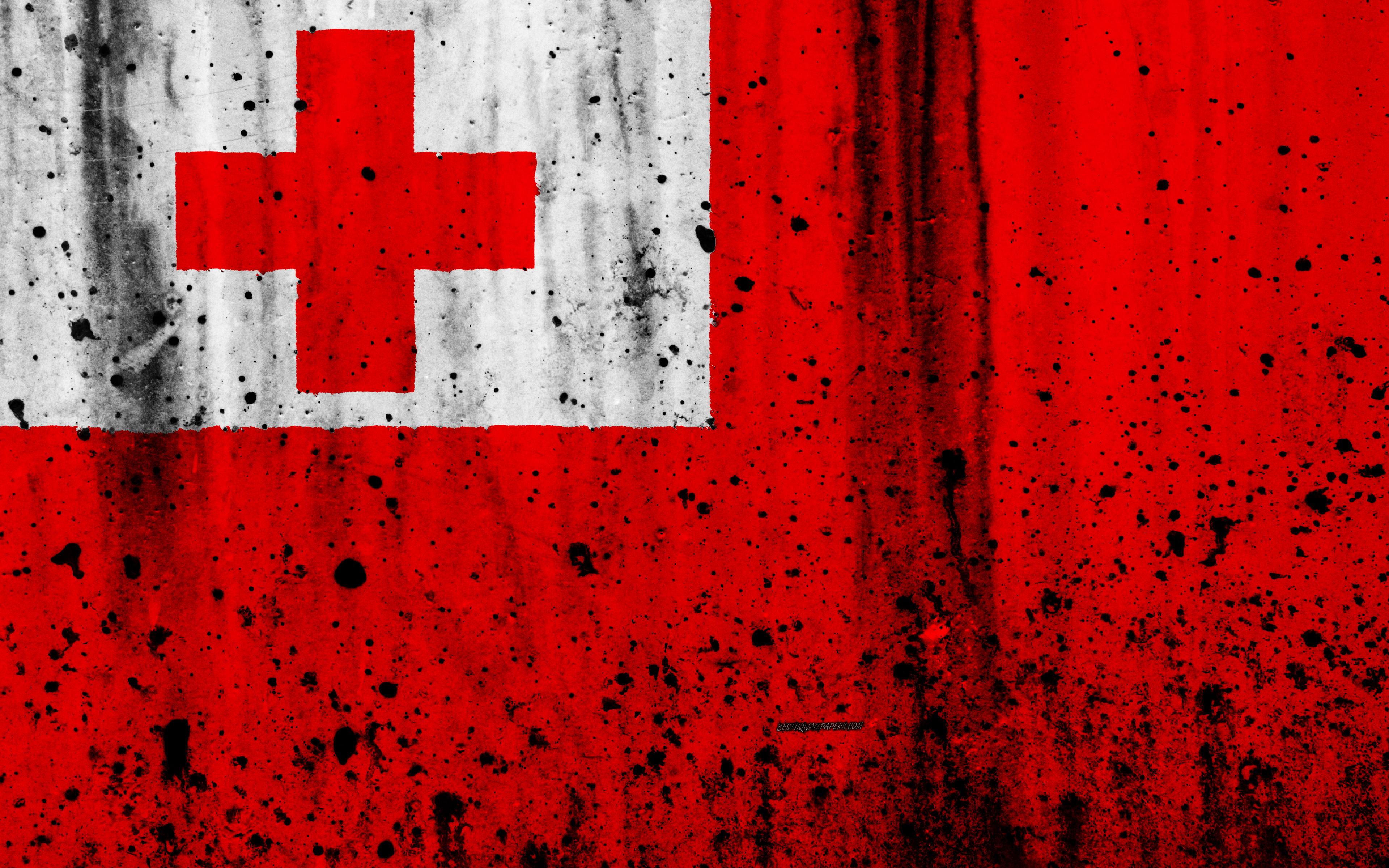 Download wallpaper Tonga flag, 4k, grunge, flag of Tonga, Oceania