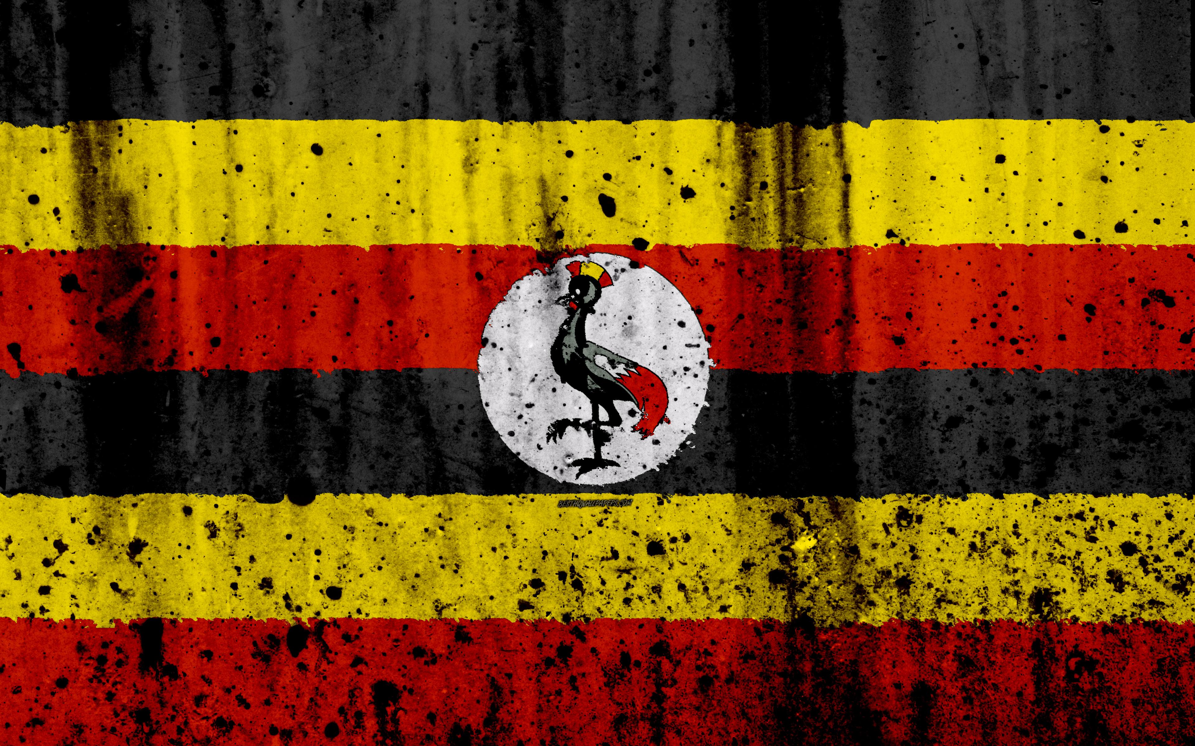 Download wallpaper Ugandan flag, 4k, grunge, flag of Uganda, Africa