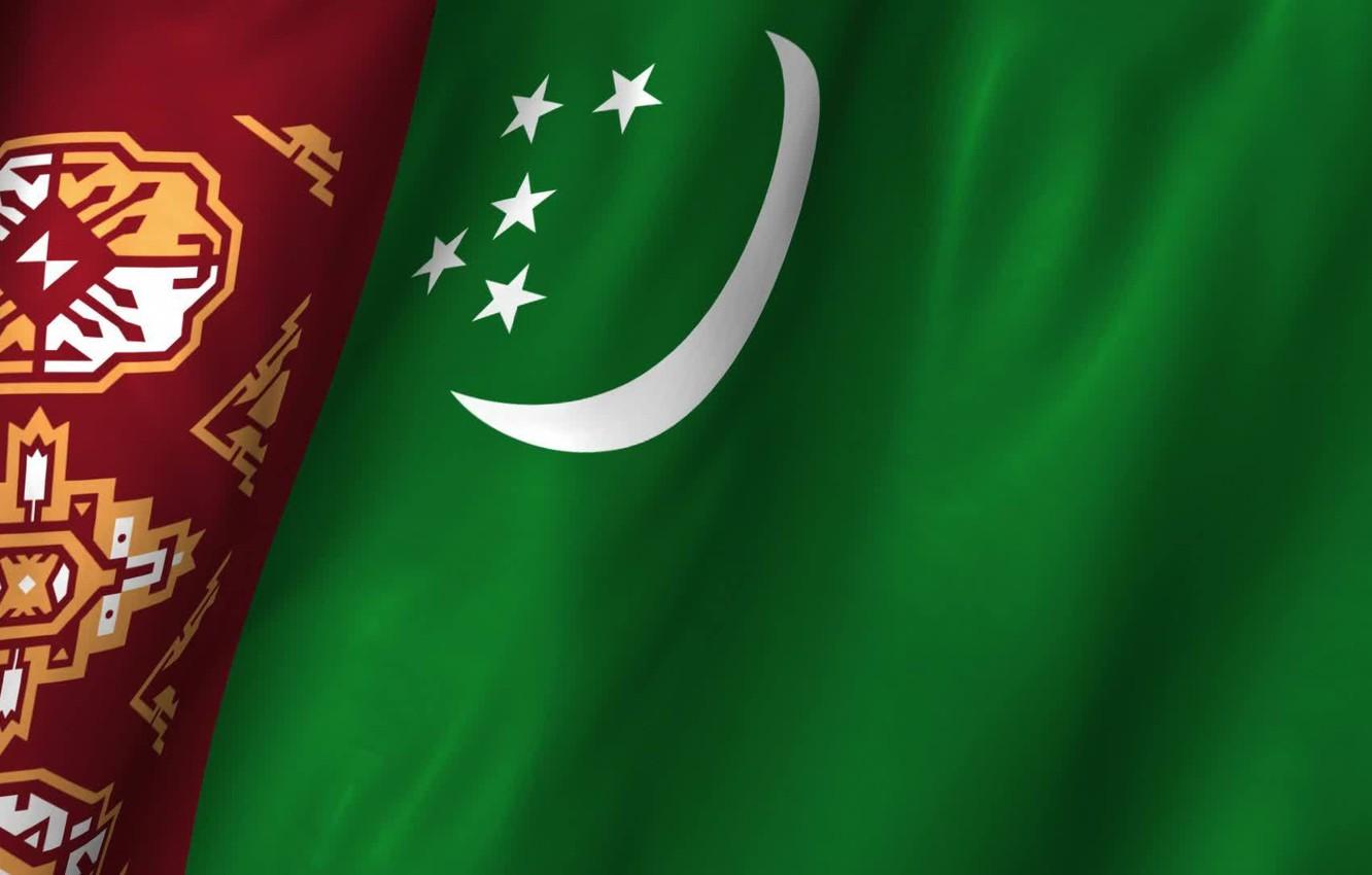 Wallpaper flag, green, ornament, Turkmenistan image for desktop