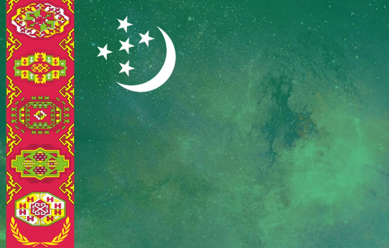Wallpaper green, flag, ornament, Turkmen, Turkmenistan, Baydak
