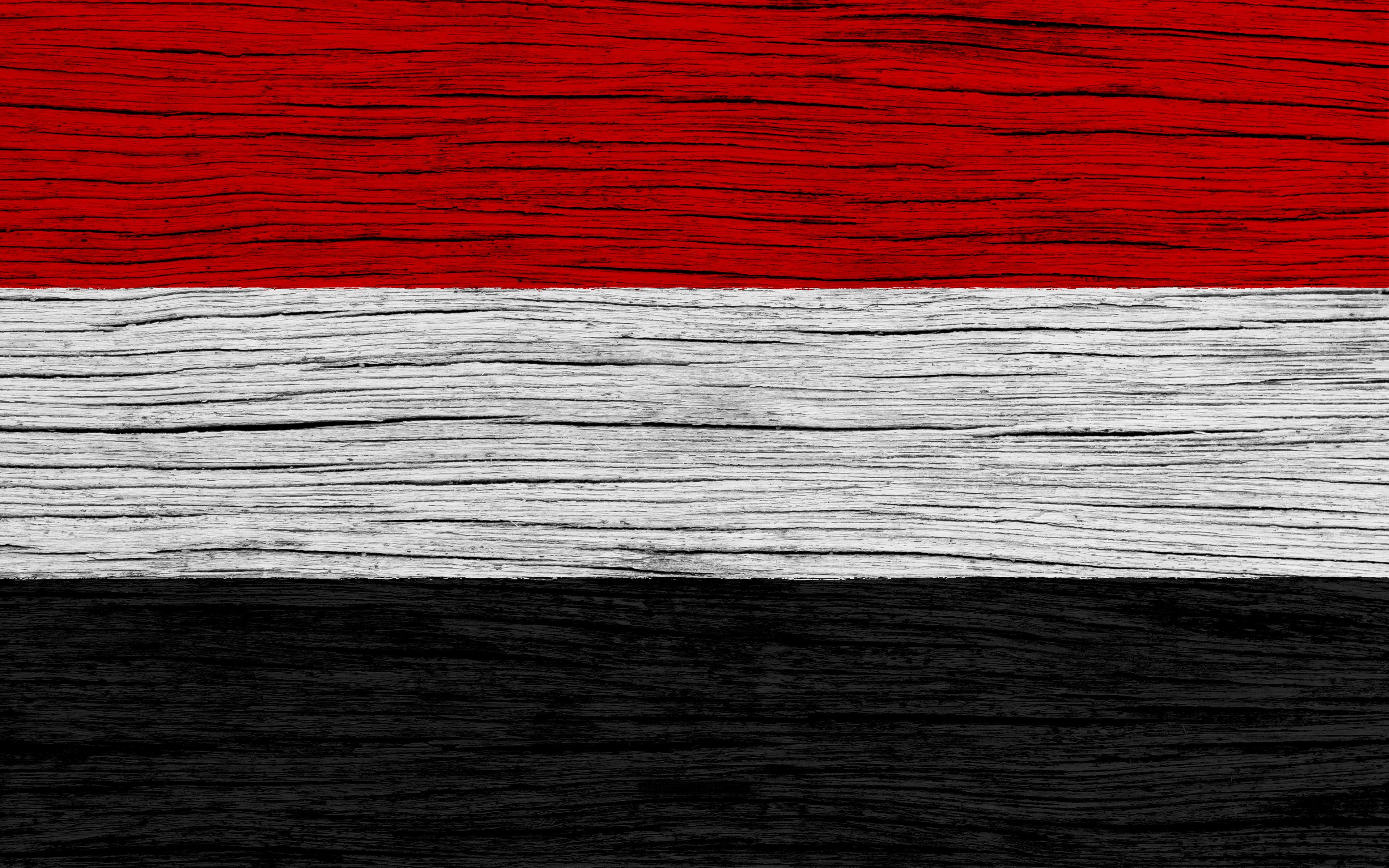 Download wallpaper Flag of Yemen, 4k, Asia, wooden texture, Yemeni