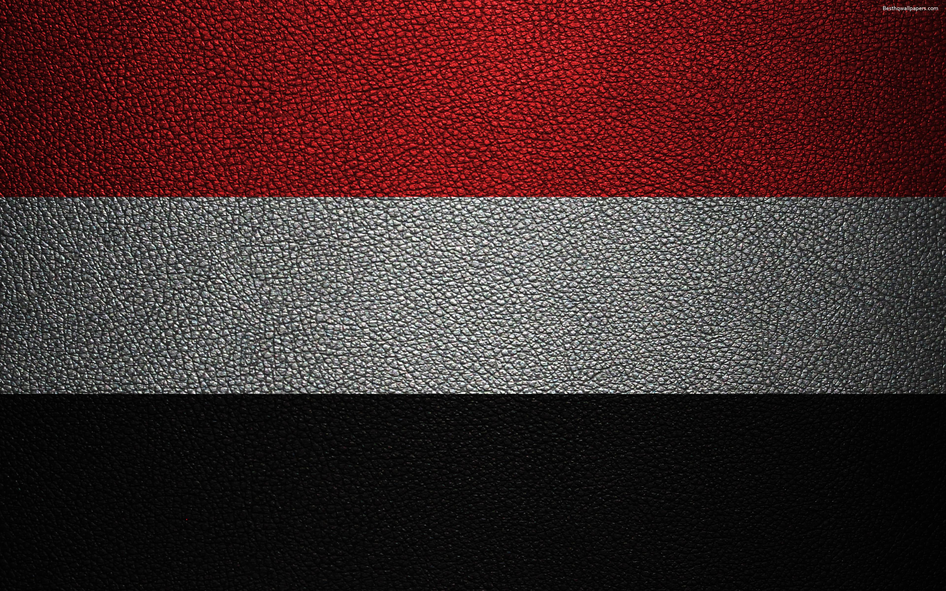 Download wallpaper Flag of Yemen, 4K, leather texture, Yemeni flag