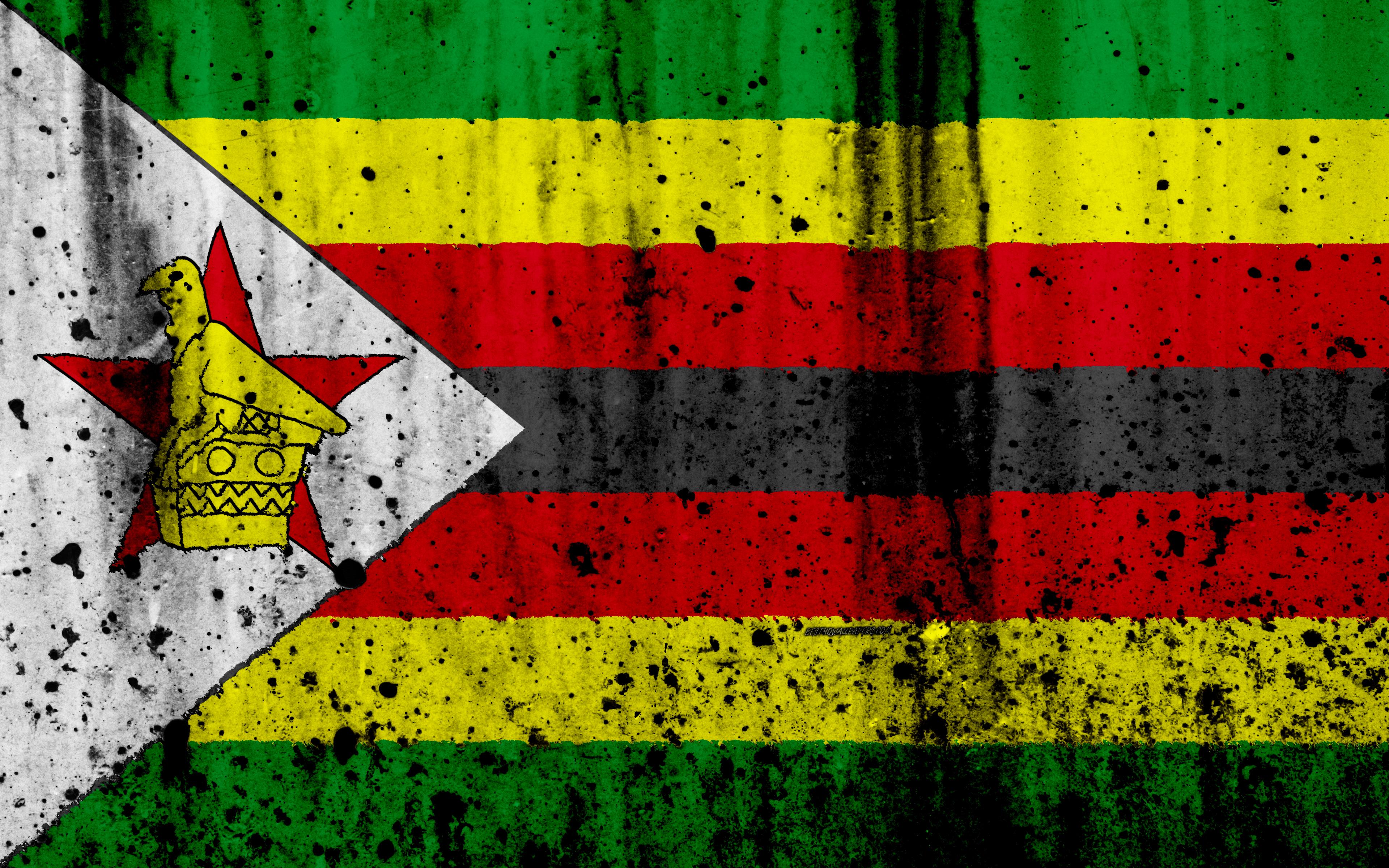 Download wallpaper Zimbabwean flag, 4k, grunge, flag of Zimbabwe