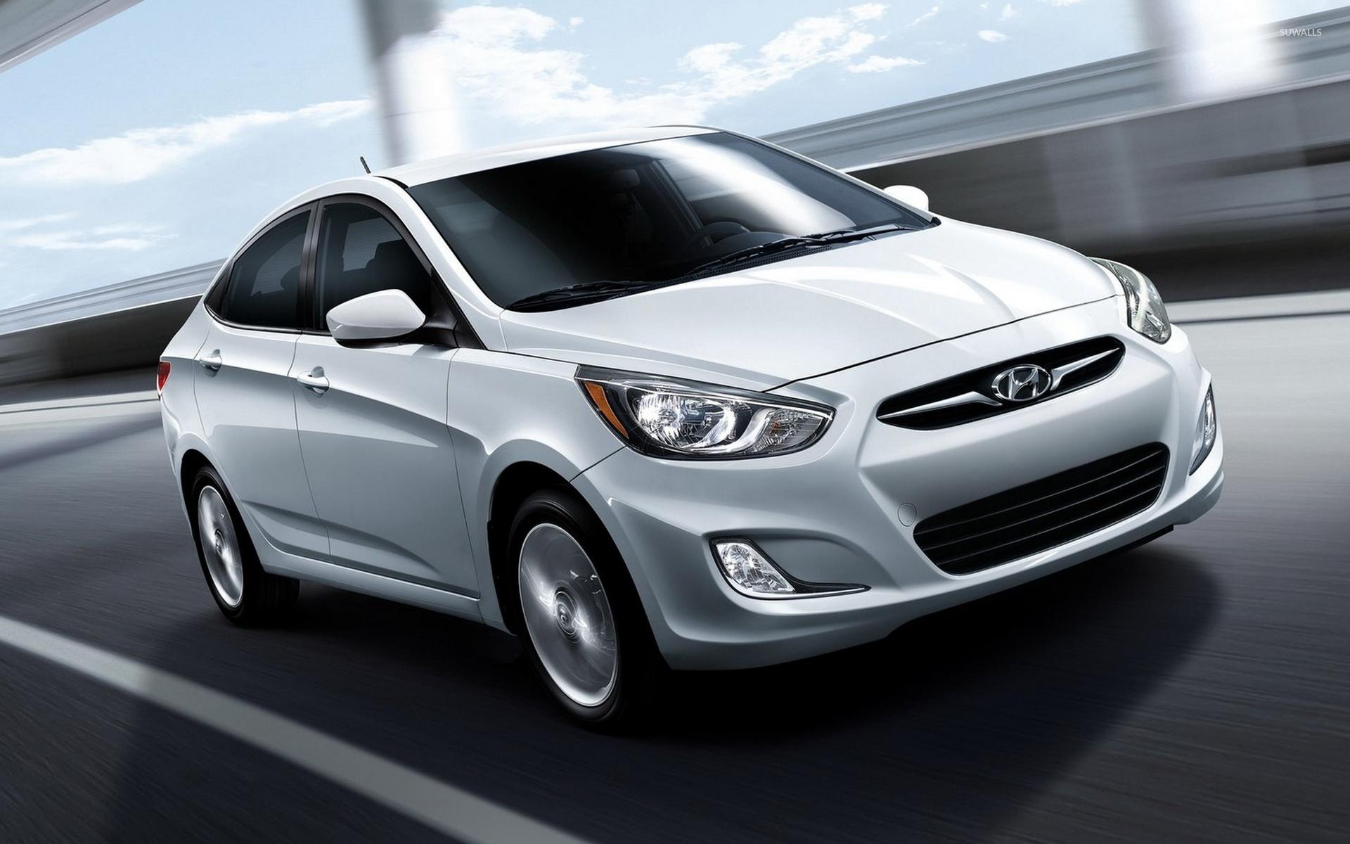Silver Hyundai Accent front side view wallpaper