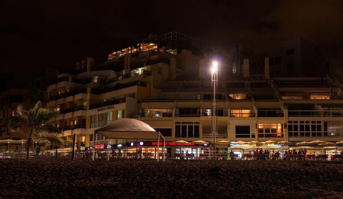 Spain Houses Canary Islands Night Street lights Las Palmas Gran