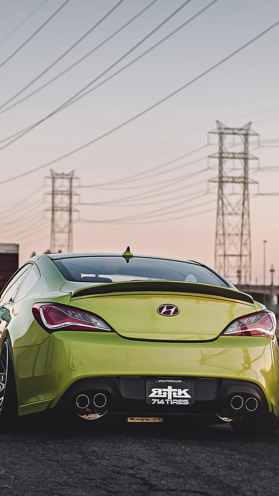 Download wallpaper 938x1668 hyundai, genesis, stance, tuning, rear