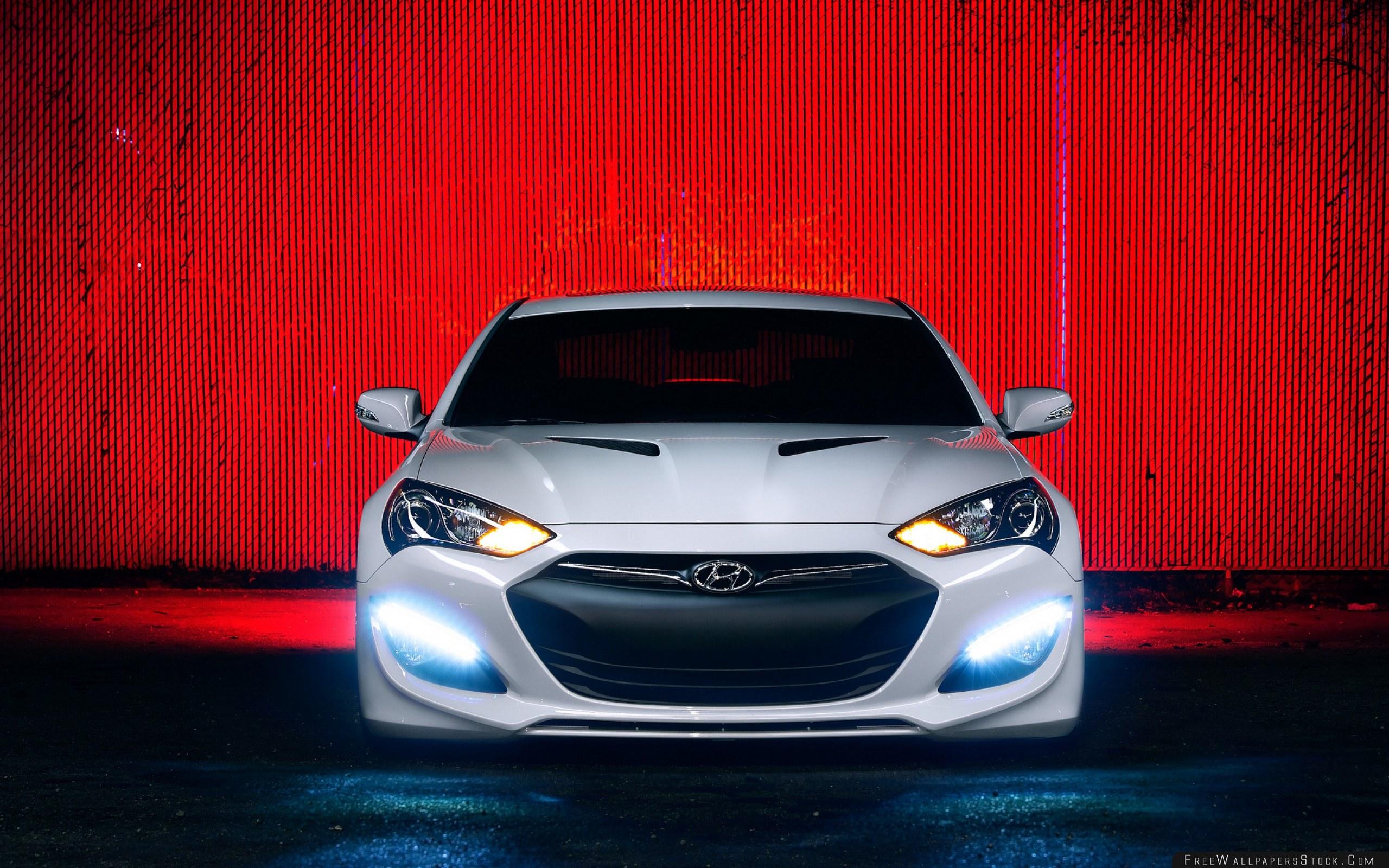 Hyundai Genesis Tuning Front View White Wallpaper Wallpaper