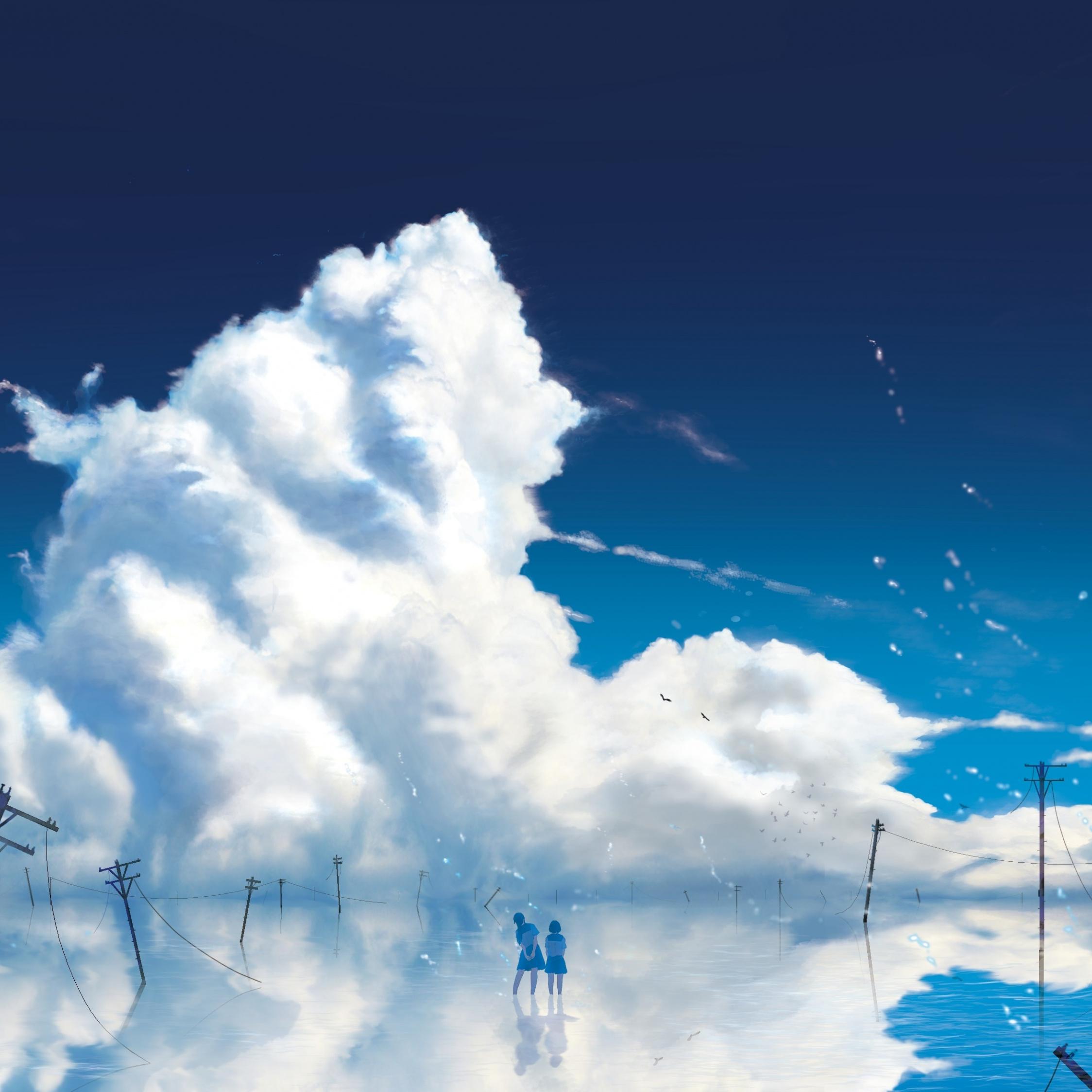 Download 2248x2248 wallpaper anime girls, outdoor, clouds, ipad air